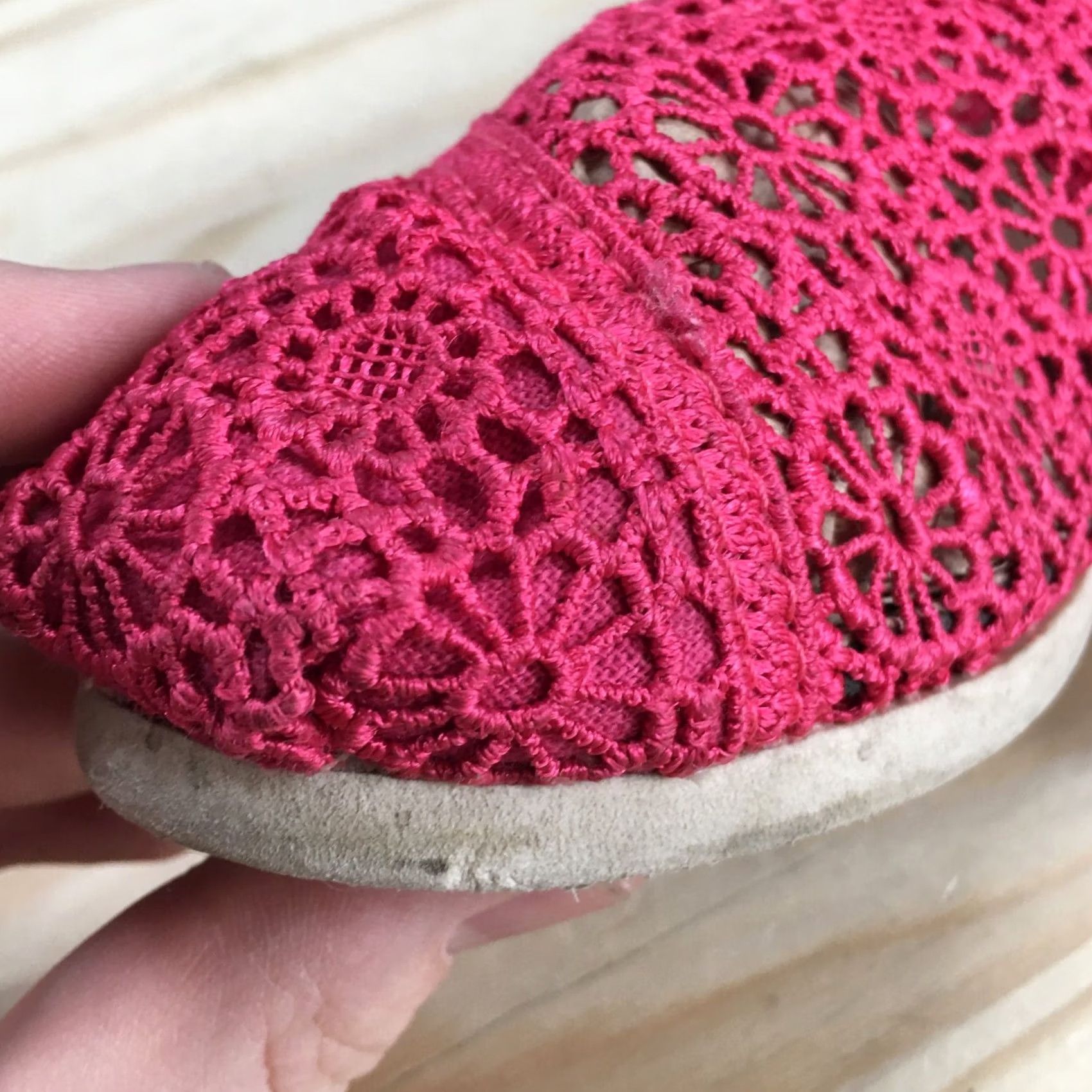 Toms TOMS Loafer Womens 6 Pink Classic Floral Crochet Slip On Flats Casual Comfort Size US 6 / IT 36 - 4 Thumbnail