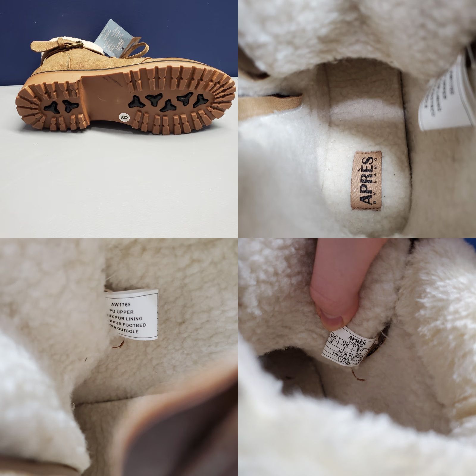 Vintage LAMO Winter Boots Womens Size 9 Brown Faux Fur Side Zipper Lace Up AW1765 Size US 9 / IT 39 - 8 Thumbnail