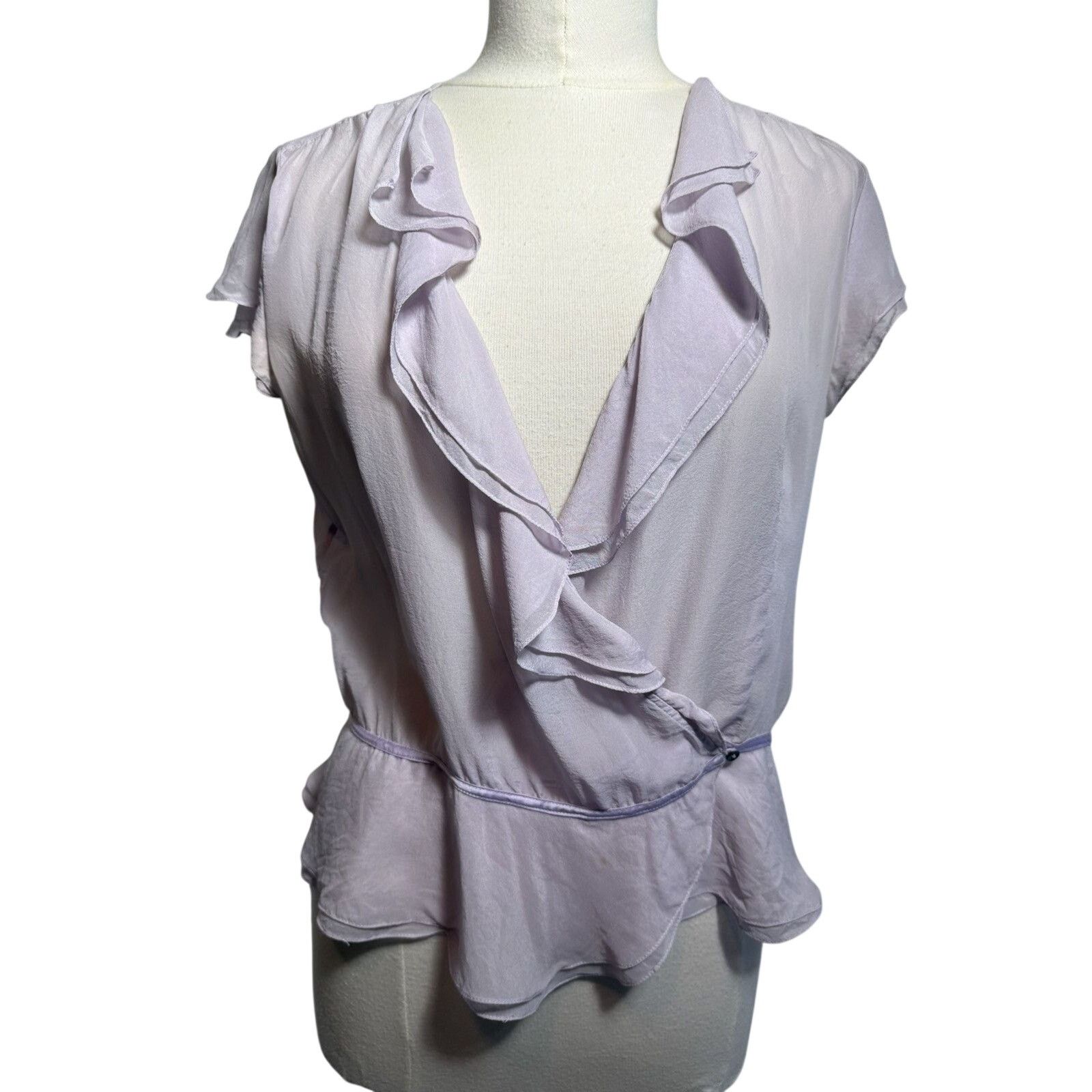 DKNY DKNY Lilac Silk Wrap Top Short sleeve Size XL / US 12-14 / IT 48-50 - 2 Thumbnail