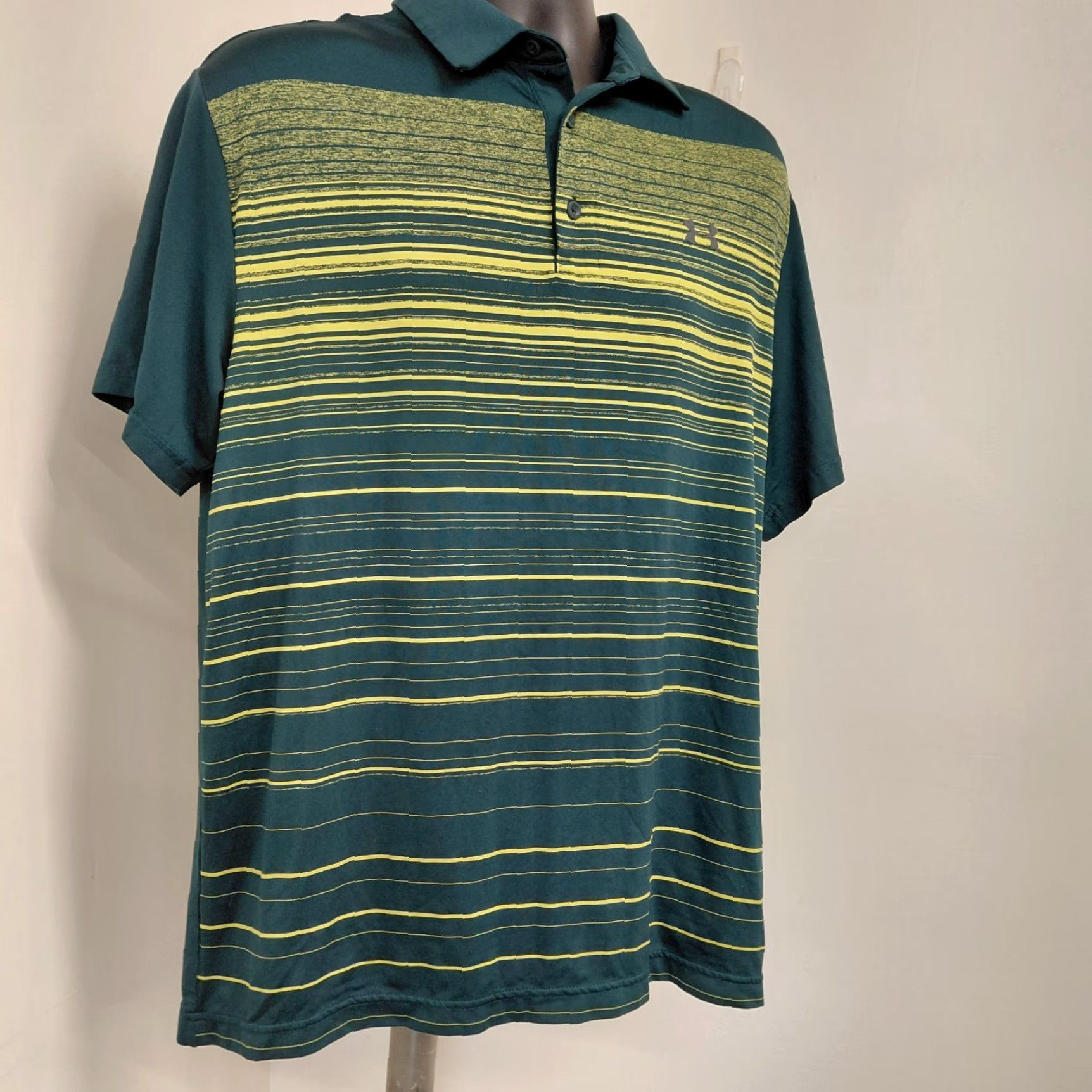 Under Armour Under Armour Golf Shirt Mens XL Green HeatGear Performance Polo Striped Polo Shirt Mens XL Green HeatGear Logo Striped Mens Nike? Size US XL / EU 56 / 4 - 3 Thumbnail