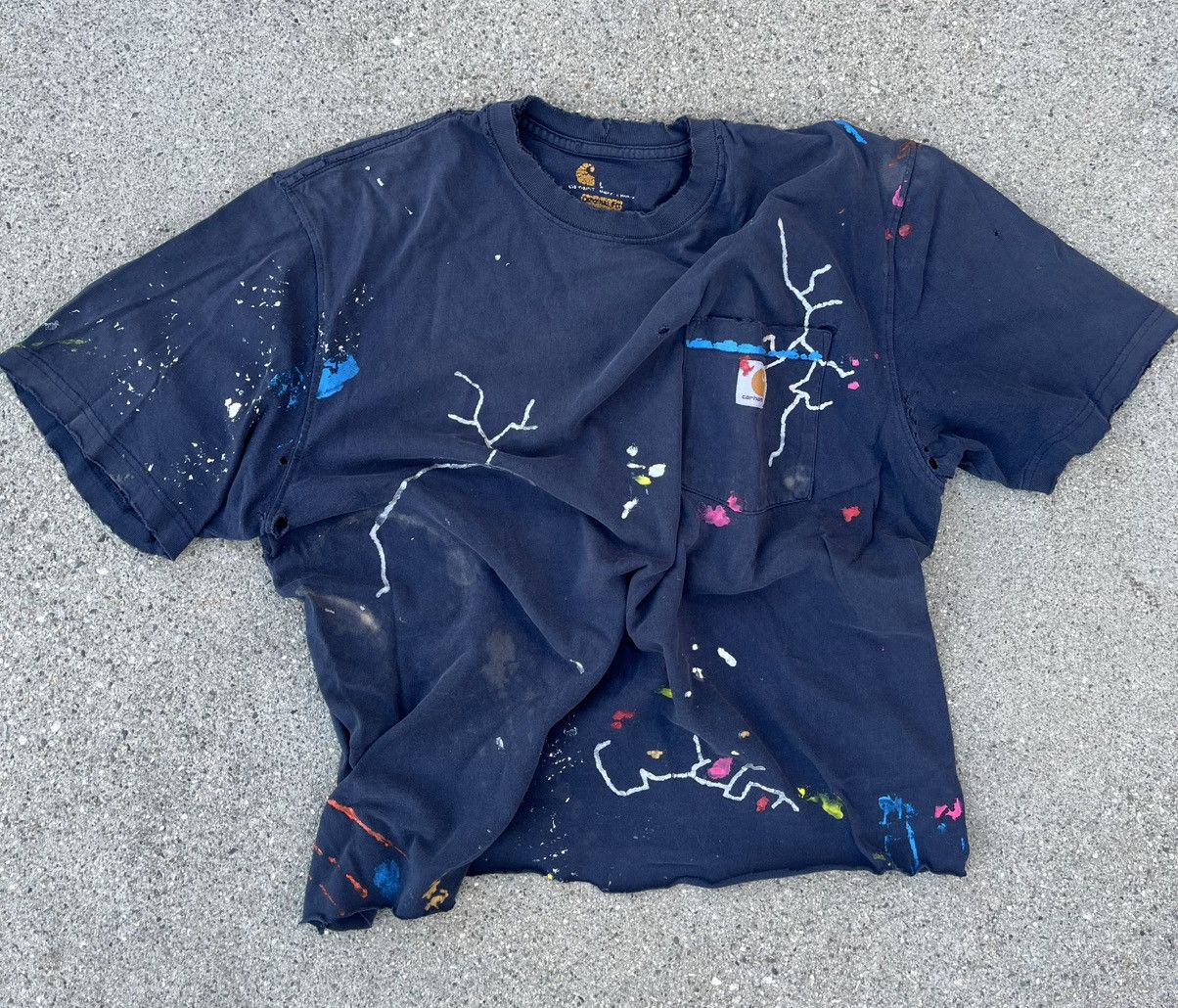 Carhartt Custom Carhartt T-Shirt Sun Fade Thrashed Distressed Pocket Size US L / EU 52-54 / 3 - 3 Thumbnail