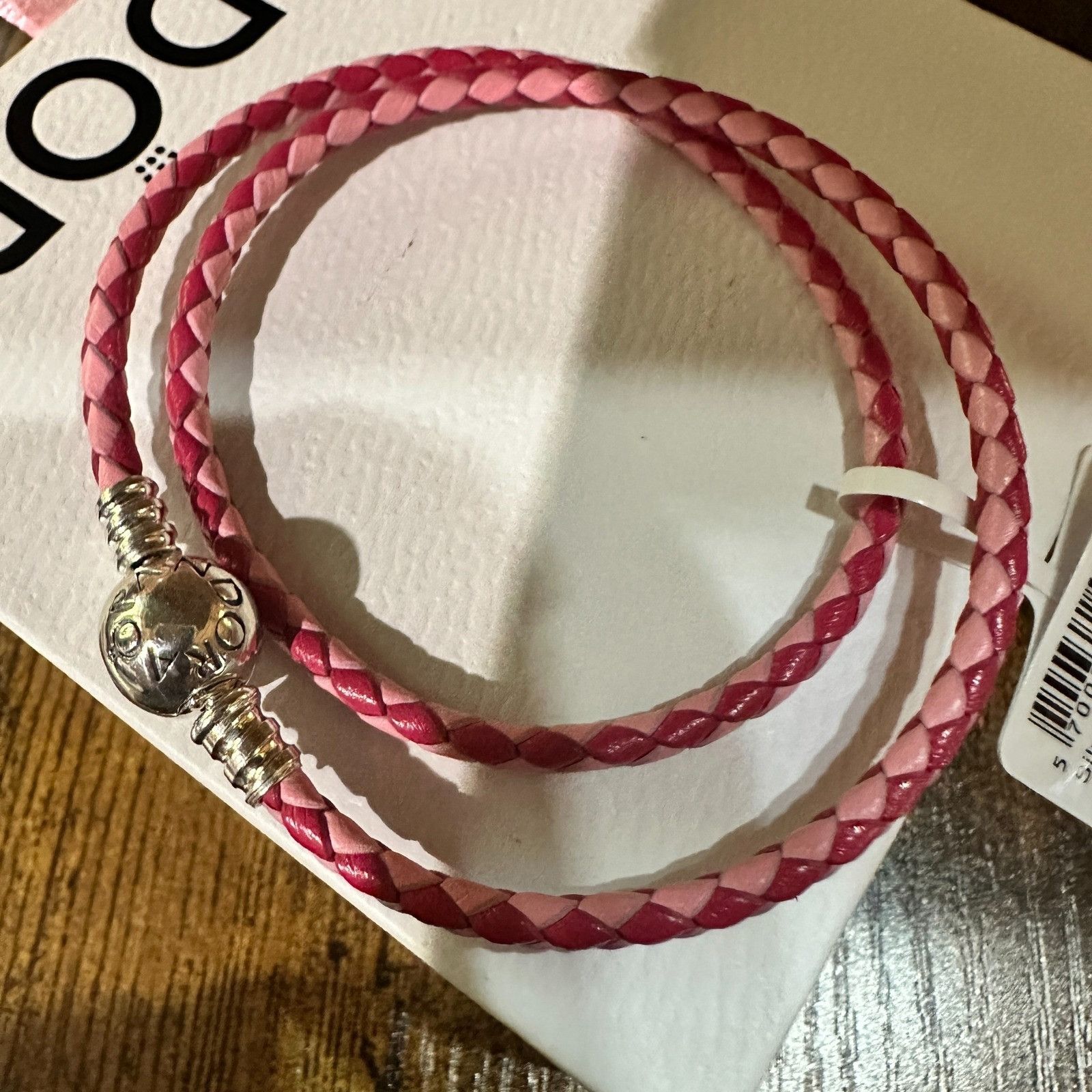 pandora Authentic Pandora Pink Double Wrap Leather Bracelet, SZ 23C Size ONE SIZE - 6 Thumbnail