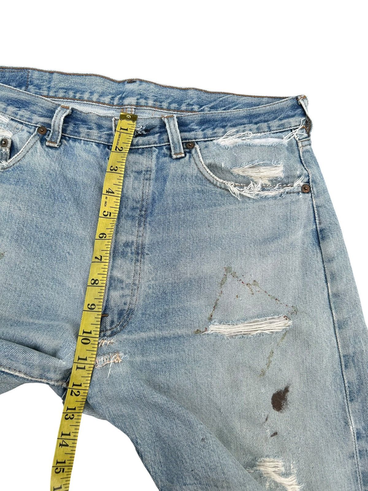 Levi's 80's THRASHED Levi's 524 Reconstructed Repair Denim Size US 34 / EU 50 - 18 Thumbnail