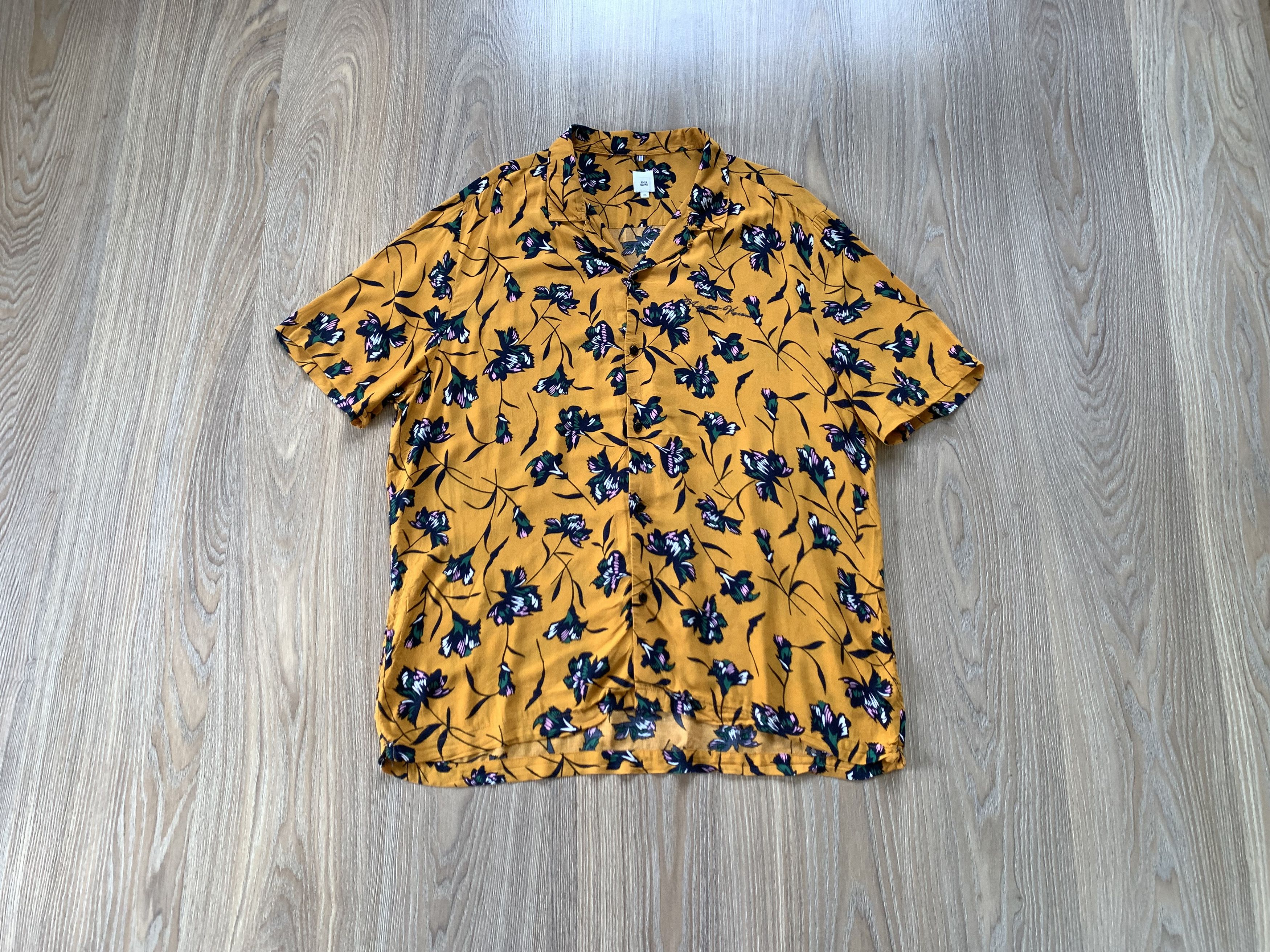 River Island River Island Flower Printed Hawaiian Shirt Size US XL / EU 56 / 4 - 1 Thumbnail
