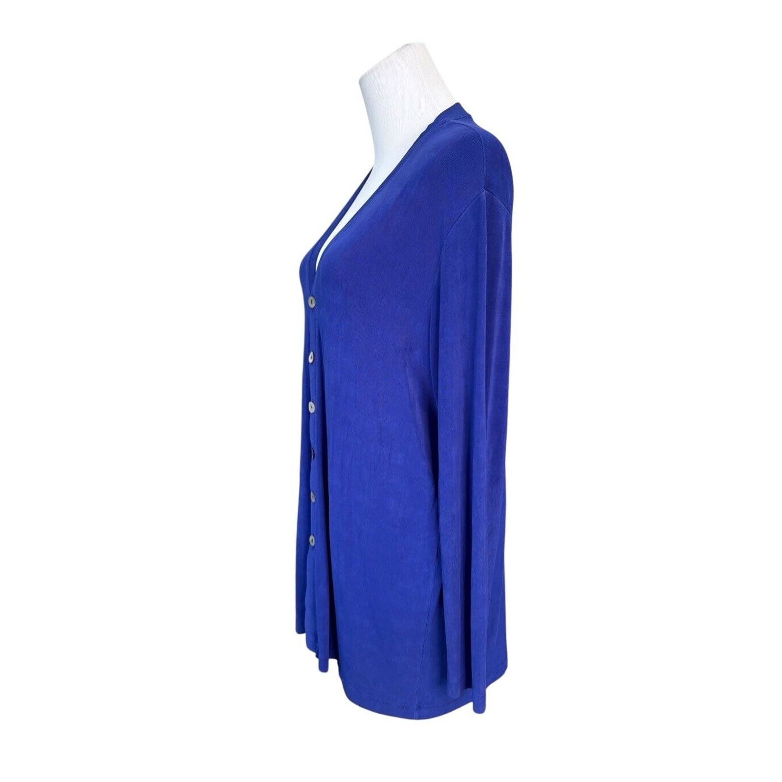 Chicos Chicos Blue Mother of Pearl Long Cardigan sz 2 Large (12-14) Size L / US 10 / IT 46 - 2 Thumbnail