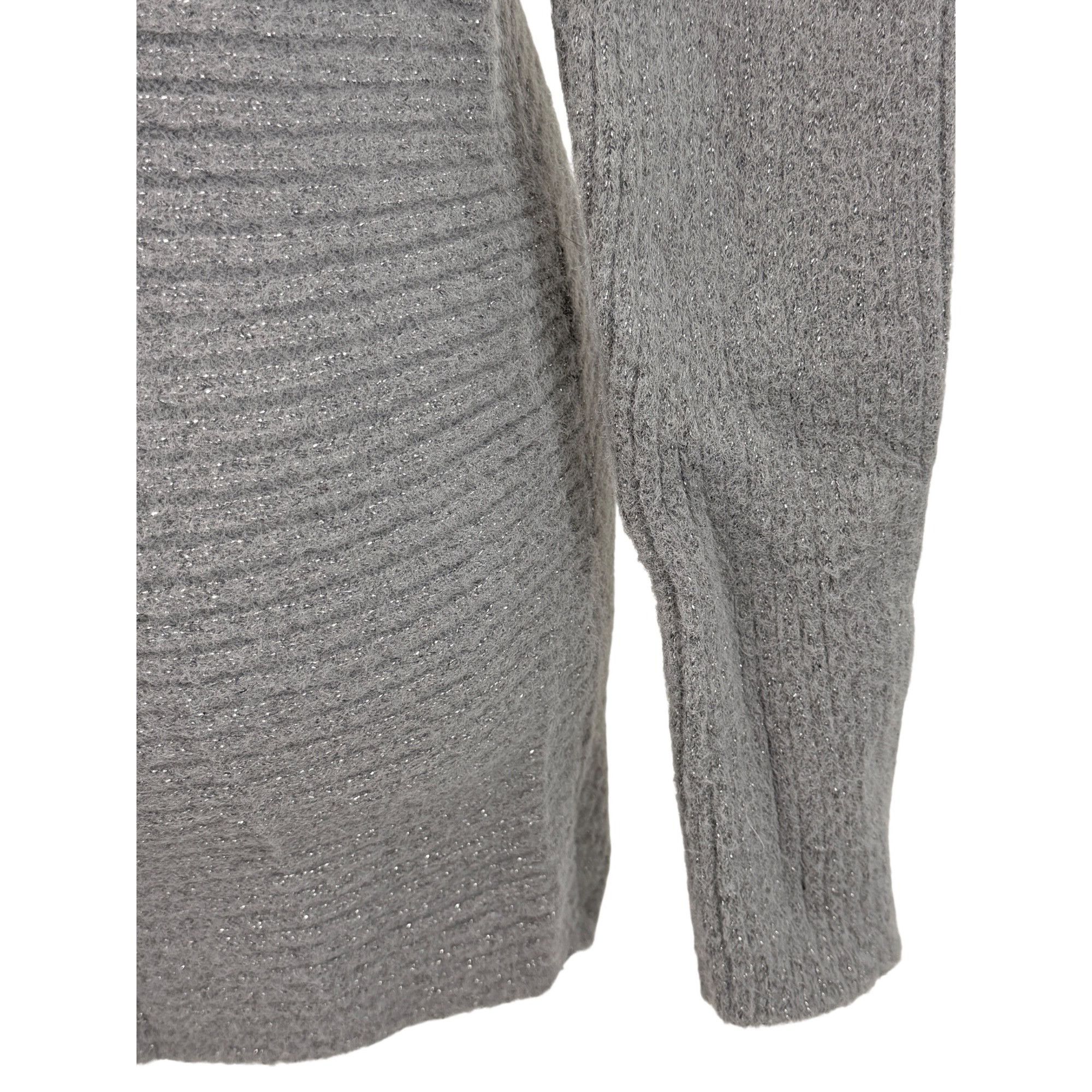 Express Express Gray Metallic Faux Wrap Knit Sweater | Glamoratti Mo Size S / US 4 / IT 40 - 8 Thumbnail