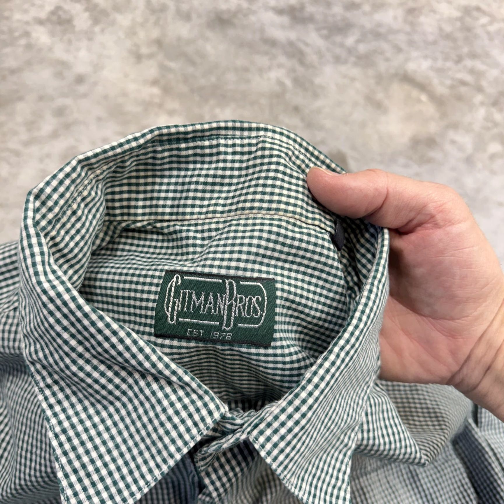 Vintage Gitman Bros Shirt Mens Large Green Check Long Sleeve Button Front Pockets Size US L / EU 52-54 / 3 - 6 Thumbnail