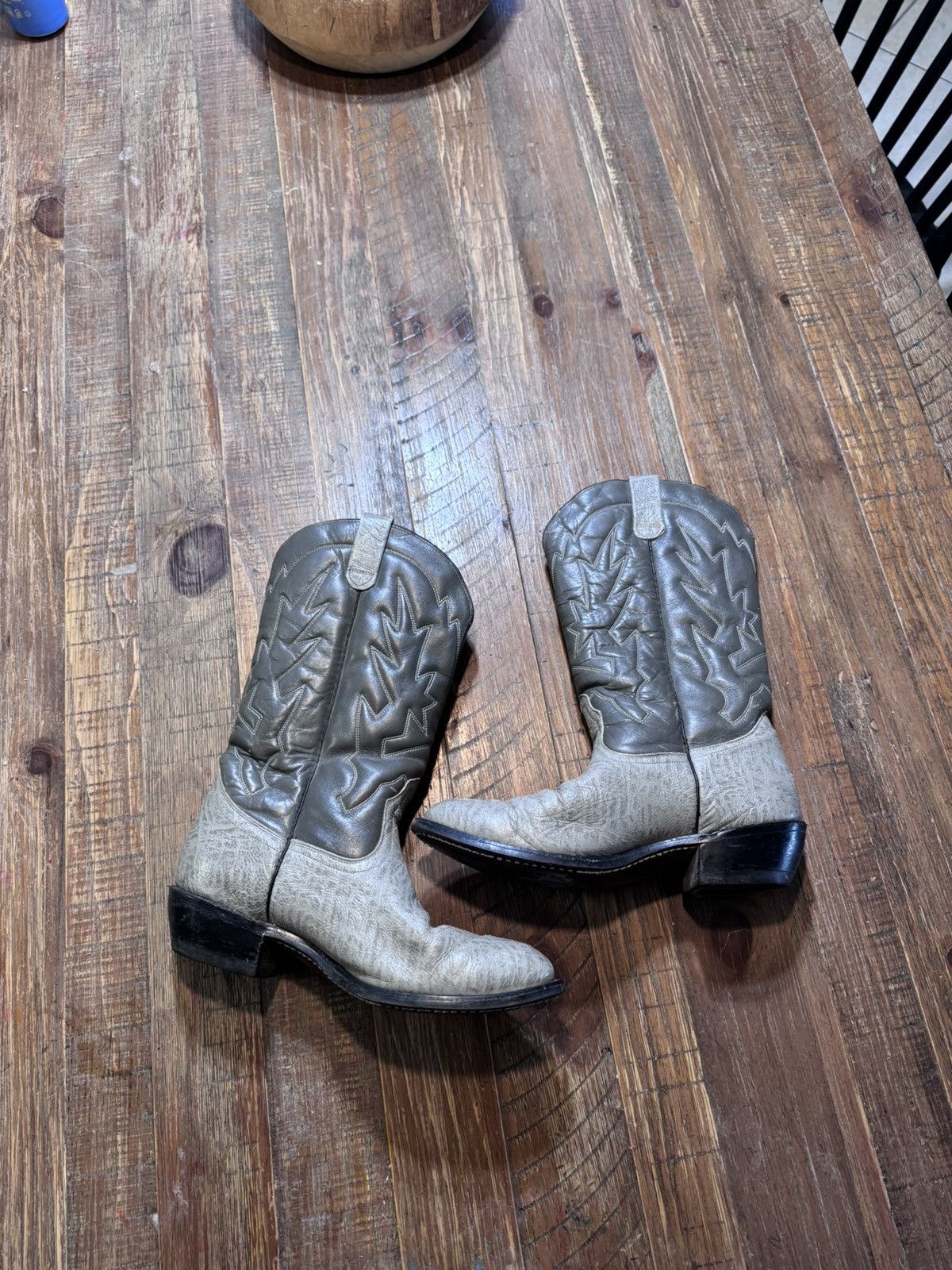 Vintage Men’s Vintage Genuine Leather Western Cowboy Boots Gray Size US 9 / EU 42 - 3 Thumbnail