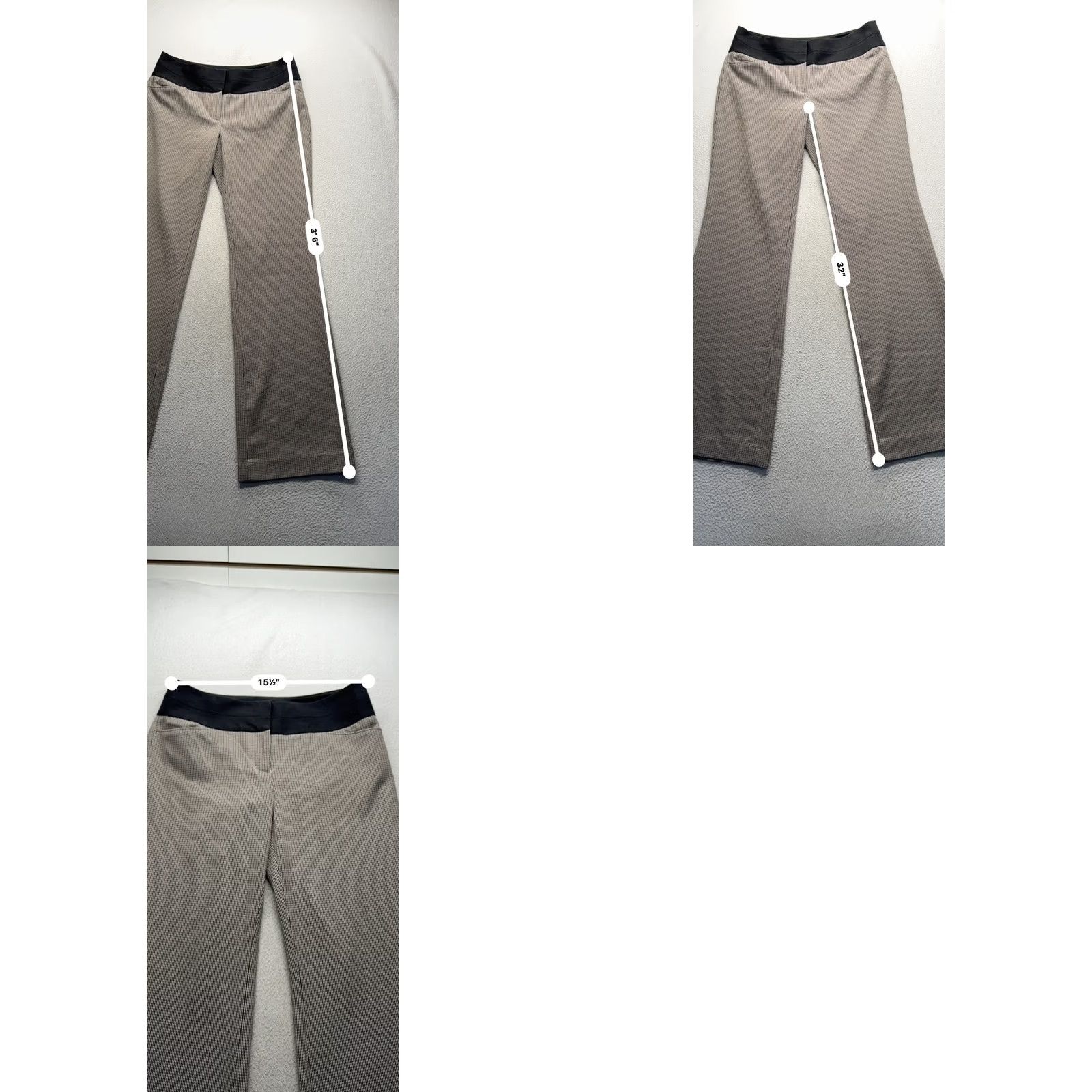 Express Express Editor Wide Leg Pants Womens 6L Beige Black Houndstooth Dress Pants Vintage No Size 28" / US 6 / IT 42 - 8 Thumbnail