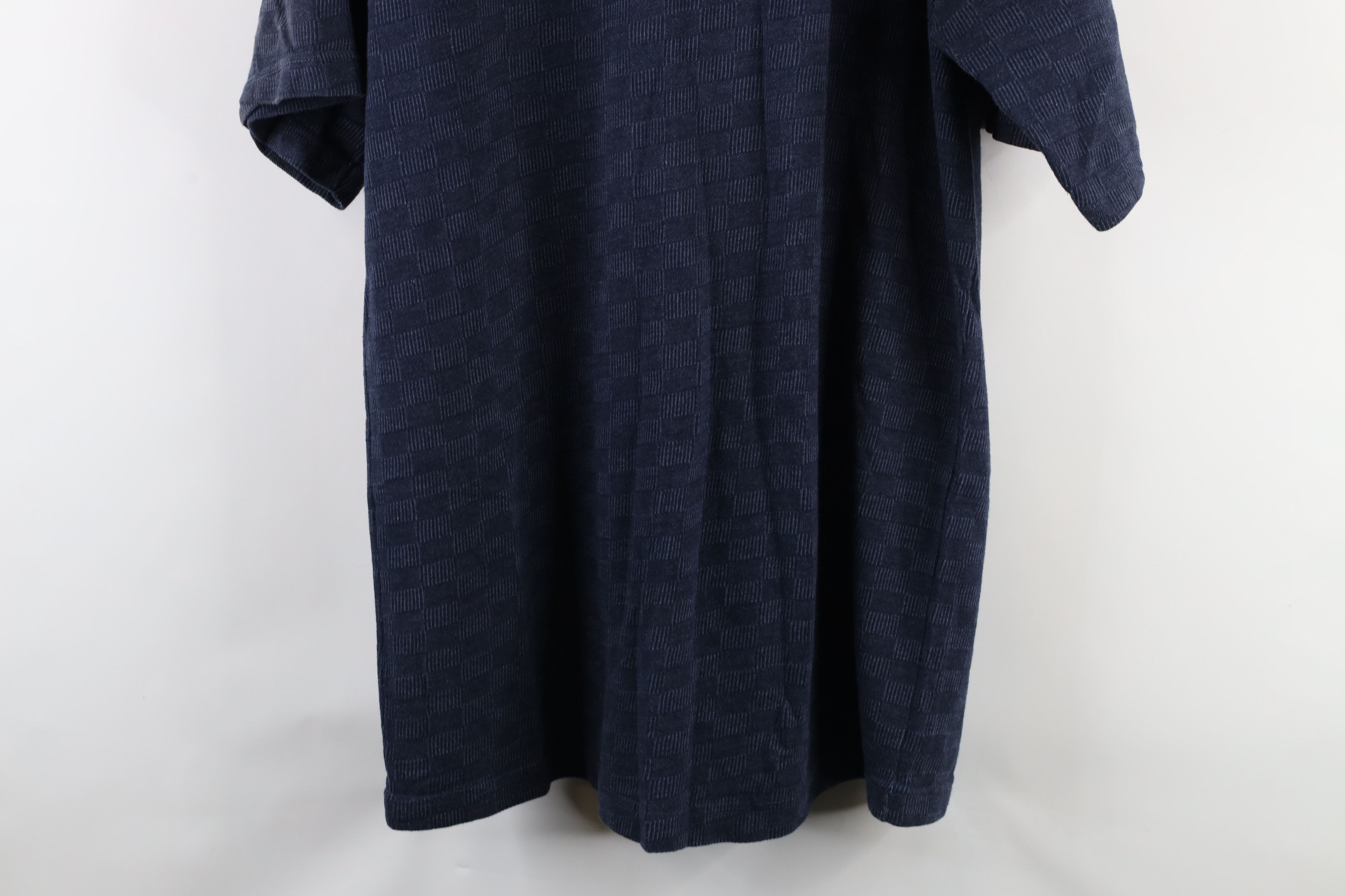 Vintage Vintage 90s Streetwear Checkered Knit Pocket T-Shirt Blue Size US L / EU 52-54 / 3 - 10 Thumbnail