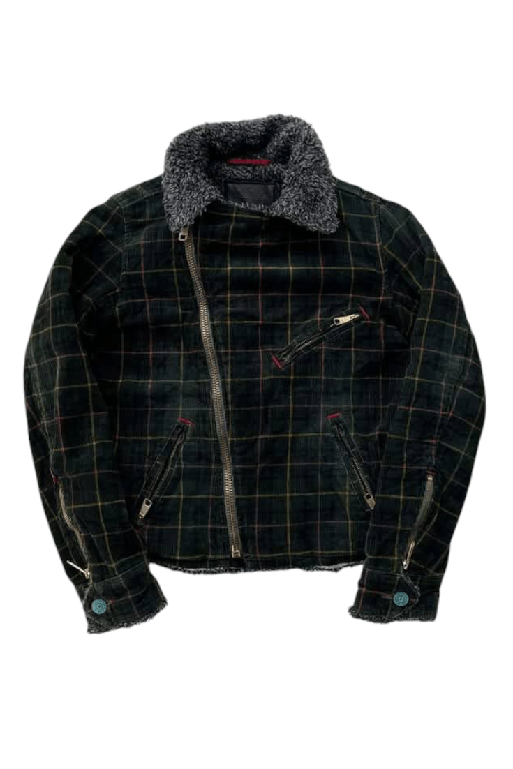Japanese Brand vintage levis plaid sherpa work jacket asymetric zip Size US S / EU 44-46 / 1 - 2 Thumbnail