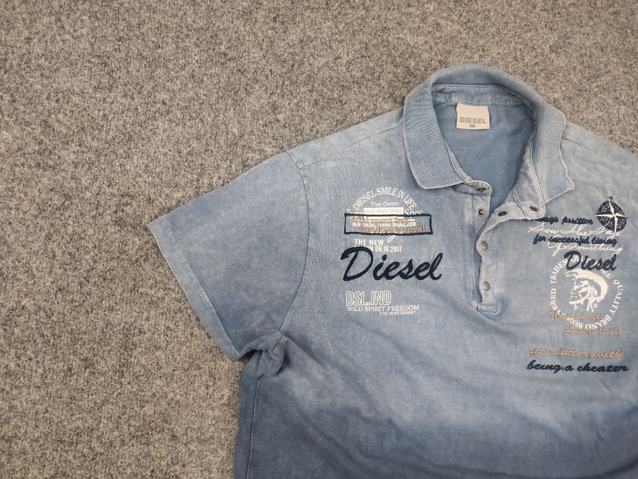 Diesel Vintage Y2K Diesel Overprint Gradient Logo Polo T shirt Size US XL / EU 56 / 4 - 4 Thumbnail