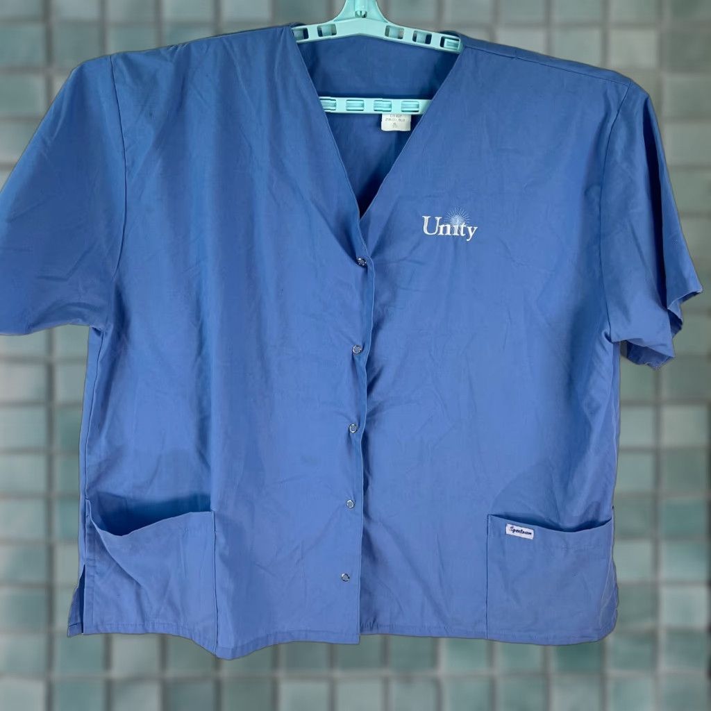 Vintage VINTAGE Unity Spectrum Mens Short Sleeves Button Front Ceil Blue Scrub Top XL Size US XL / EU 56 / 4 - 1 Thumbnail