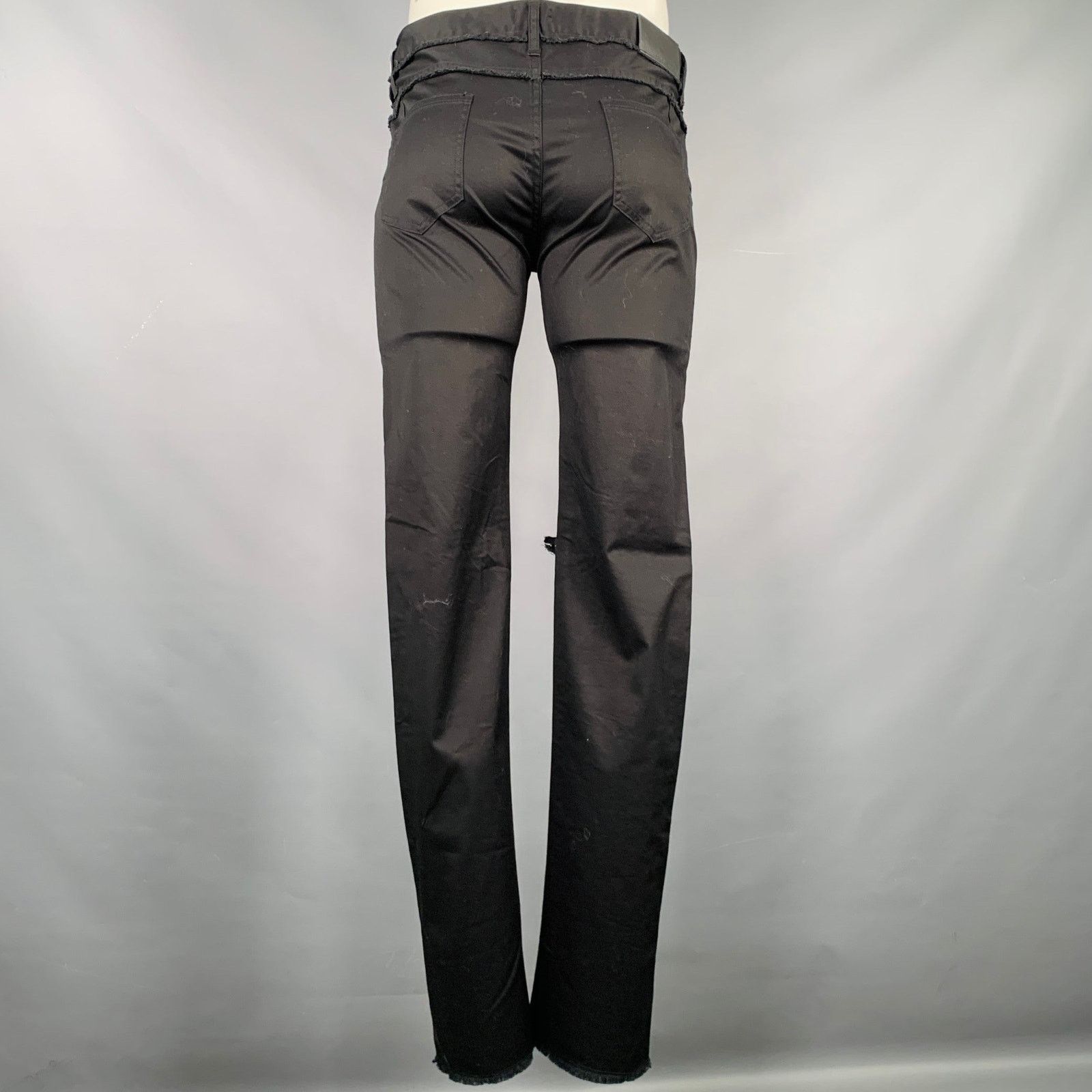 Christian Dada CHRISTIAN DADA Size 36 Black Distressed Cotton Zip Jeans Size US 36 / EU 52 - 3 Thumbnail