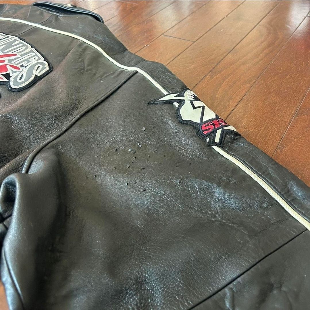 Avirex VTG Avirex Black West Indies Sharks Leather Bomber Size US XXL / EU 58 / 5 - 6 Thumbnail