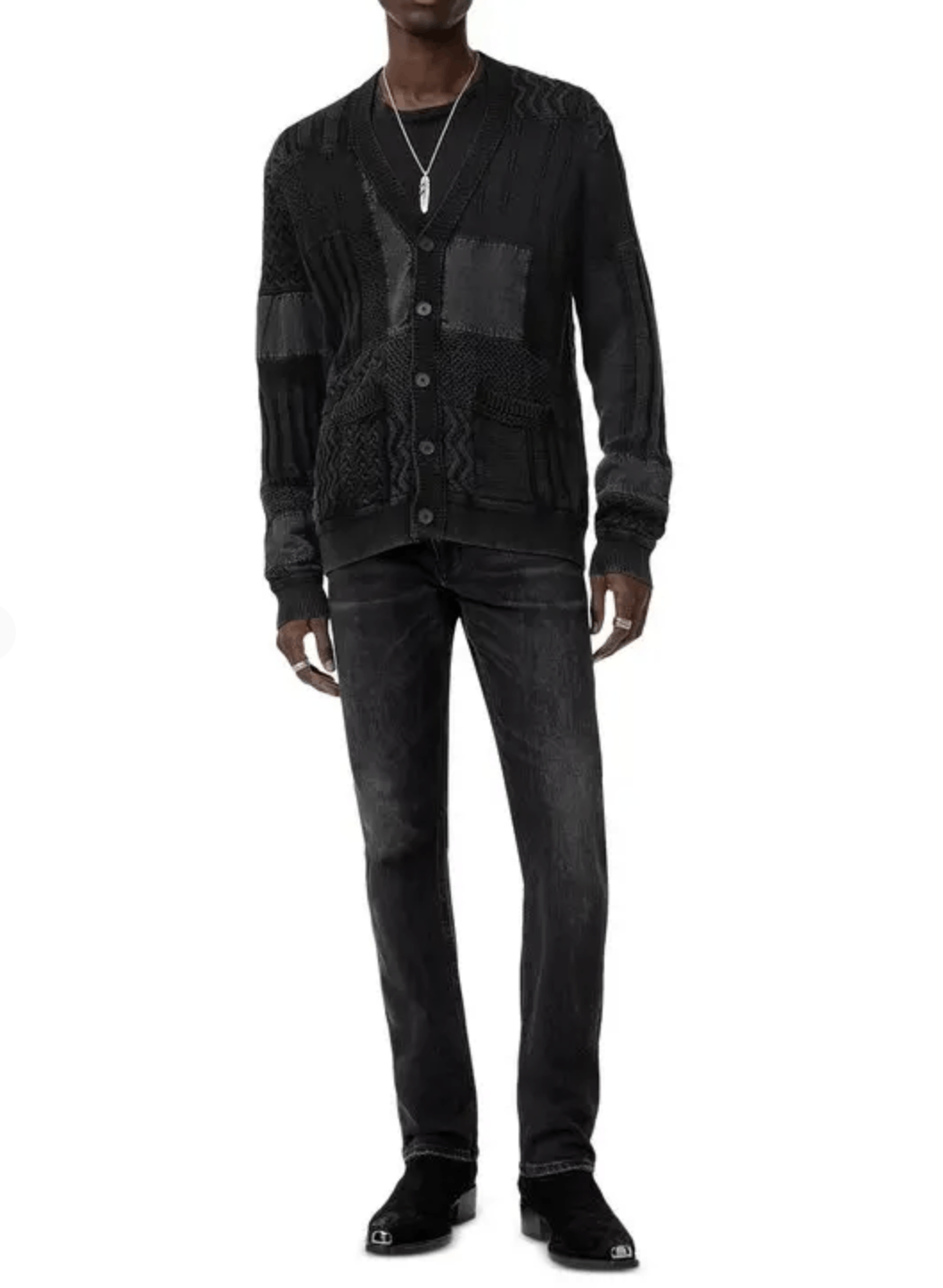 John Varvatos John Varvatos Francis Knit Patchwork Cardigan Size US XXL / EU 58 / 5 - 6 Thumbnail