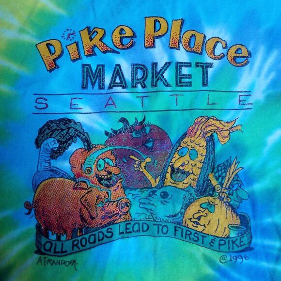 Gildan Vintage Pike Place Market Seattle Tie Dye T-Shirt Size US M / EU 48-50 / 2 - 1 Thumbnail