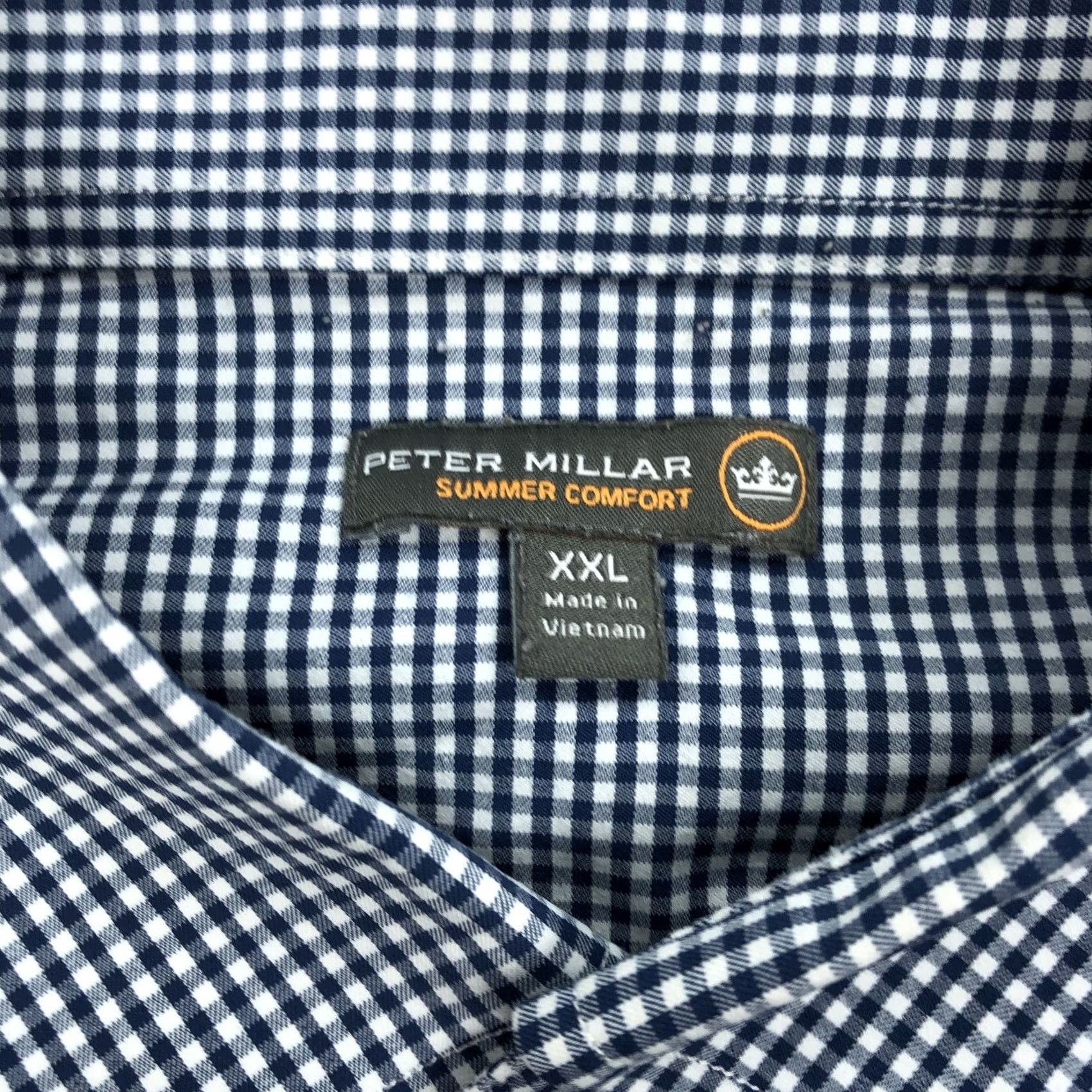 Peter Millar VINTAGE Peter Millar Summer Comfort Men's XXL Navy Blue Gingham Check Button-Down Shirt Size US XXL / EU 58 / 5 - 4 Thumbnail