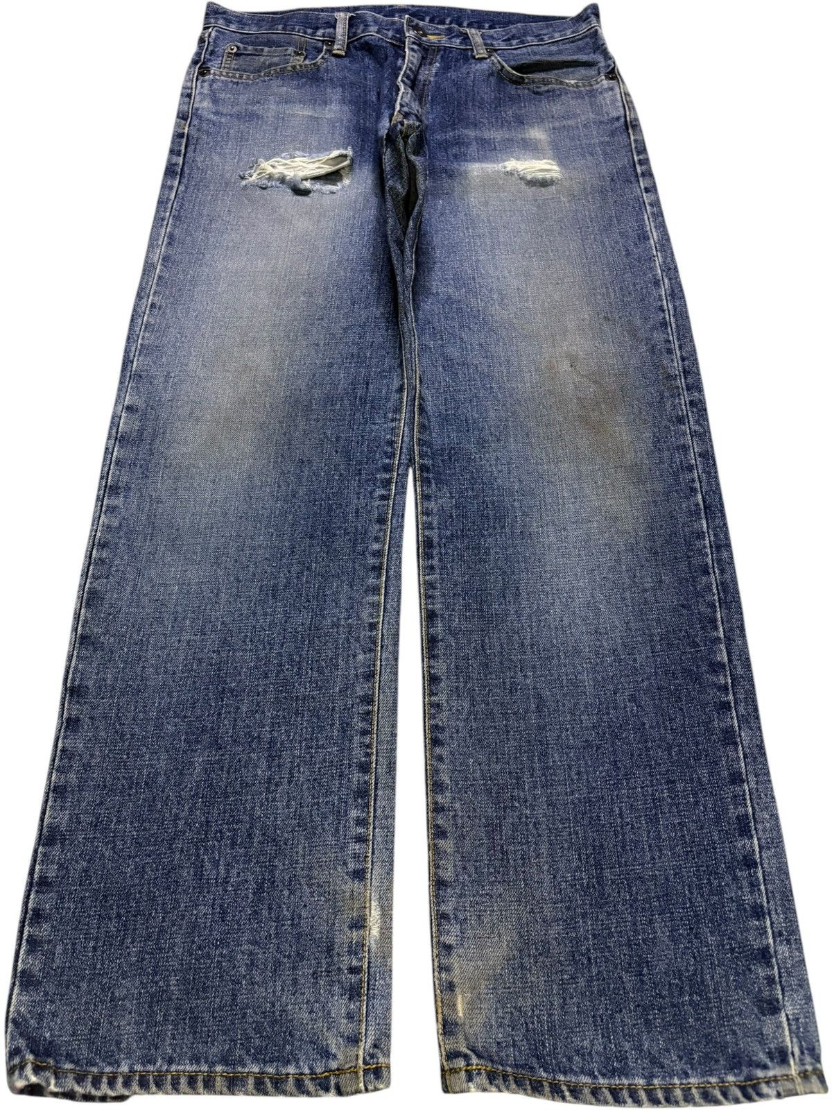 Japanese Brand Vintage Japanese Brand Mud Wash Distressed Loose Jeans Size US 33 - 1 Thumbnail
