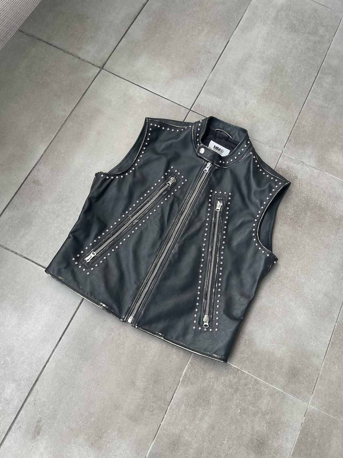 Maison Margiela !DS! SS22 Maison Margiela 5 ZIP Studded Leather Vest Gilet Size US S / EU 44-46 / 1 - 9 Thumbnail