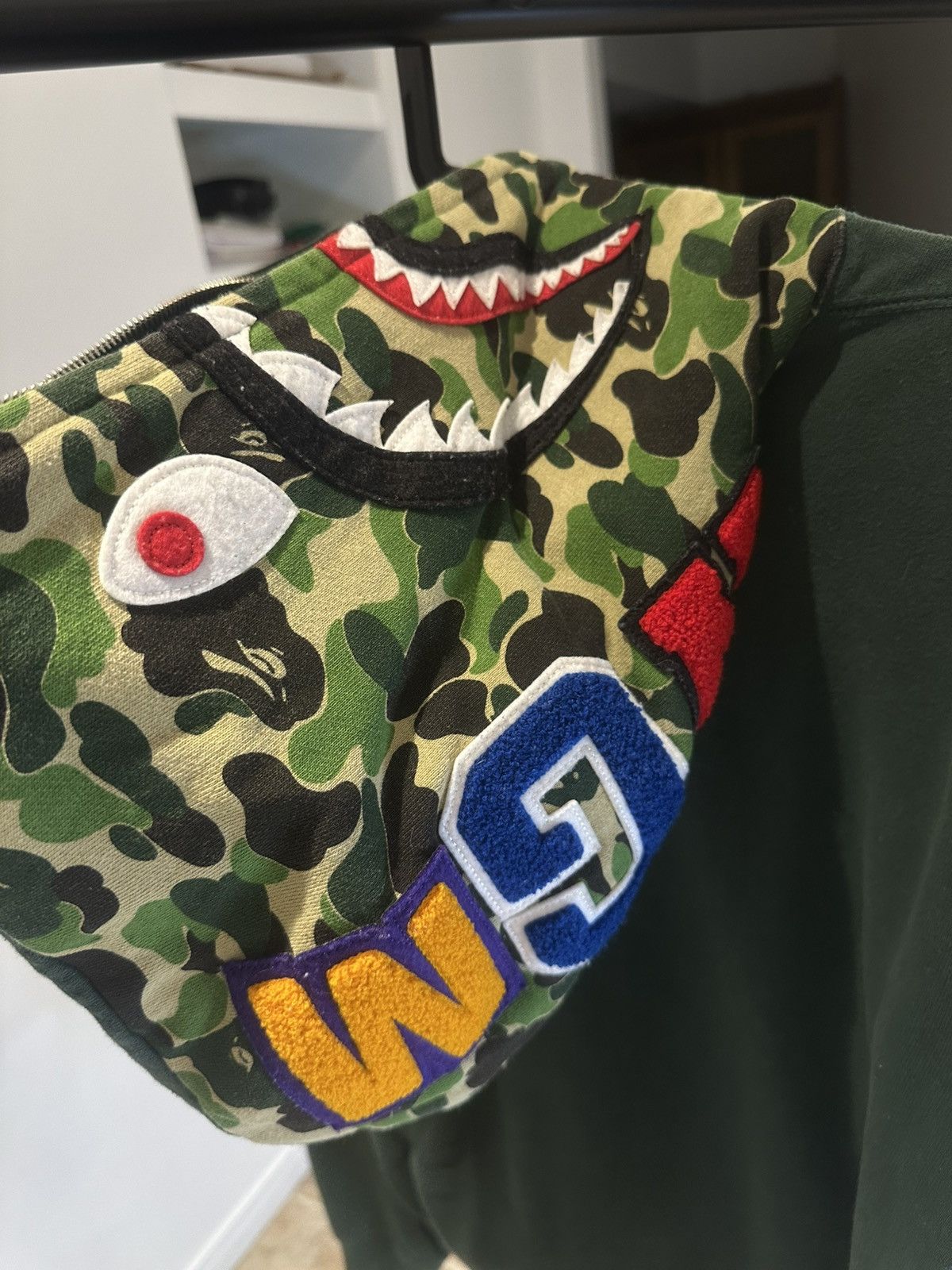 Bape Bape Shark Hoodie First Camo Green Size US XL / EU 56 / 4 - 4 Thumbnail