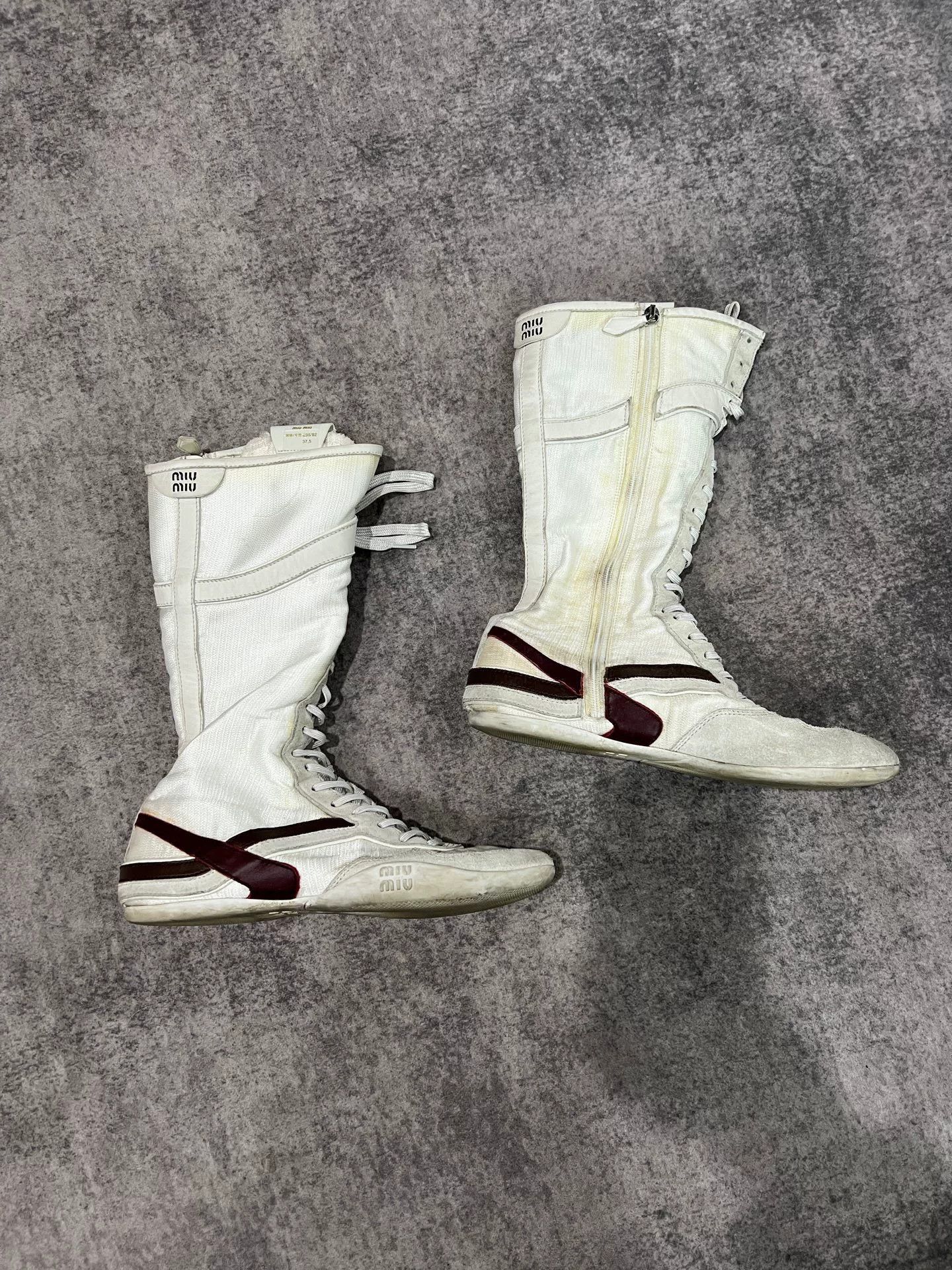 Miu Miu Miu Miu Distressed Boots us_6-5 Women Size US 6.5 / IT 36.5 - 1 Thumbnail