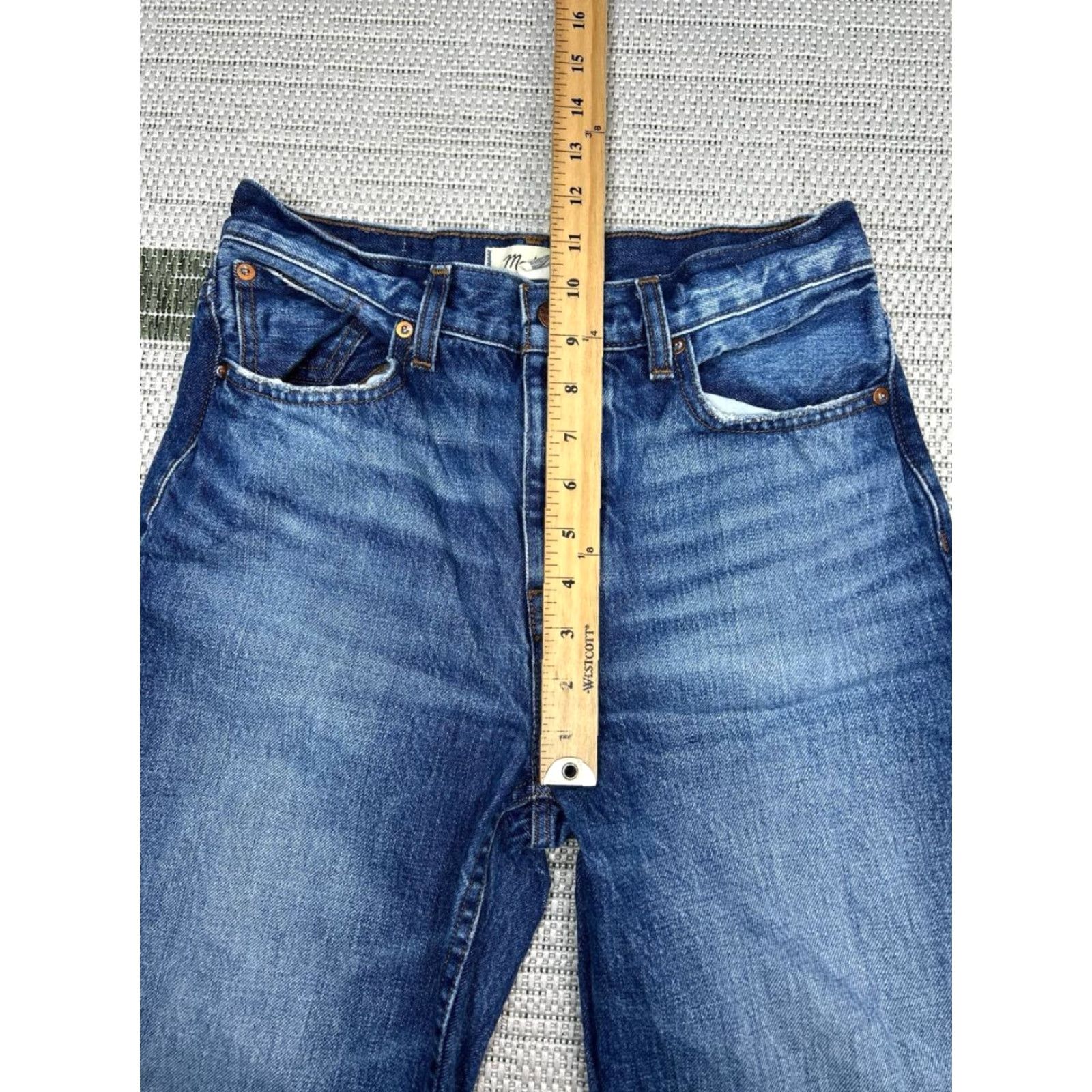 Madewell Madewell Jeans Womens 26x30 Blue Denim Mid Rise 23 Regular Cotton 5-Pocket Classic Logo Baggy Wide-Leg Jeans Size 40" / US 18 - 5 Thumbnail