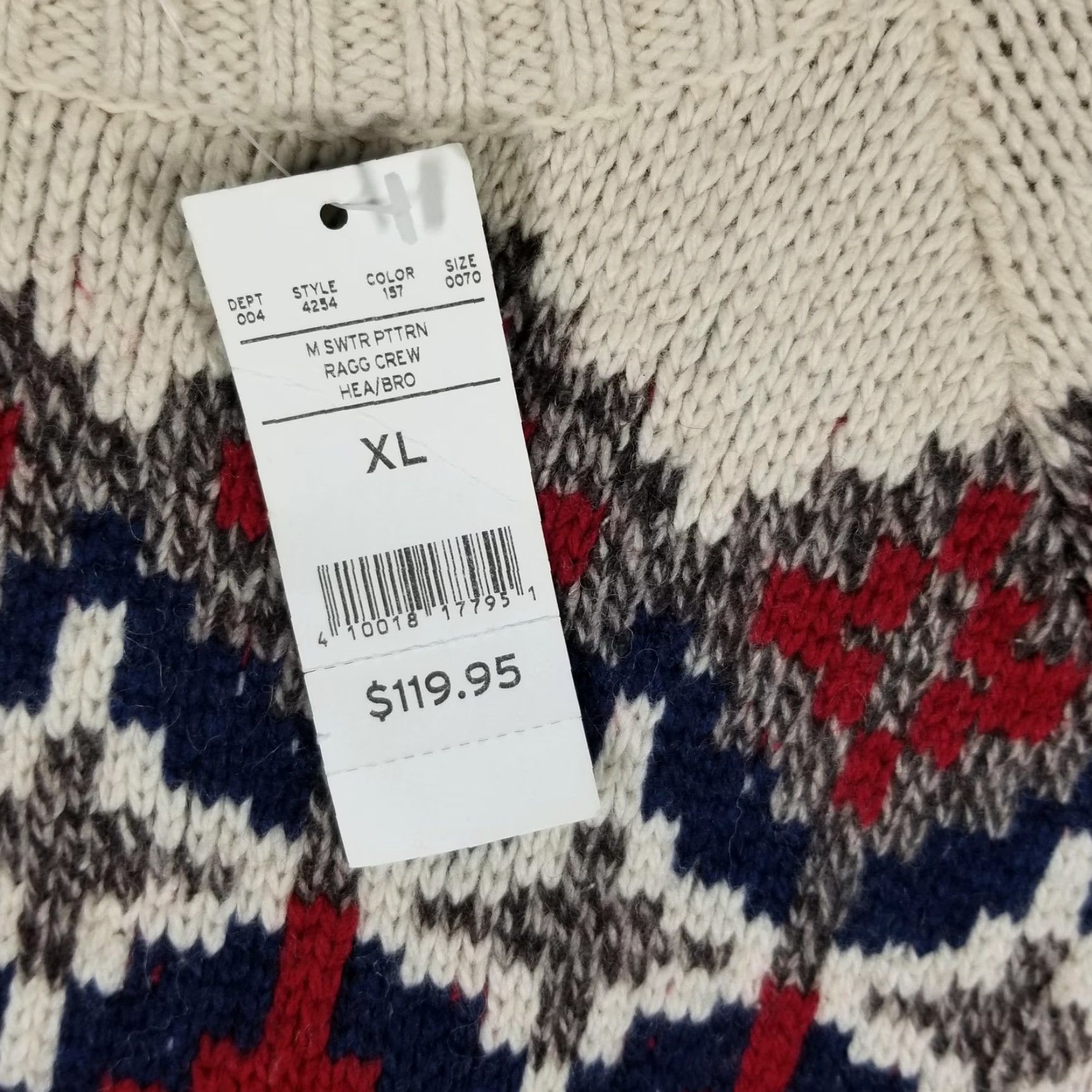 Eddie Bauer Eddie Bauer Fair Isle Sweater Mens XL Gray Knit Raglan Crewneck Wool Blend Size US XL / EU 56 / 4 - 3 Thumbnail