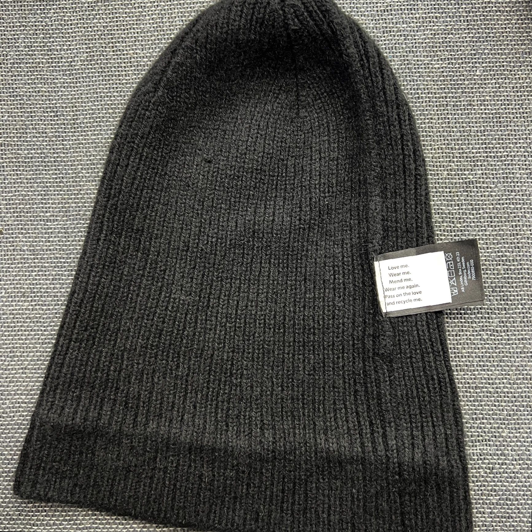 Vintage Lindex Beanie Hat Womens 100% Pure Cashmere One Size Black Ribbon Roll-up Knit Beanie Womens Mens? Size ONE SIZE - 3 Thumbnail