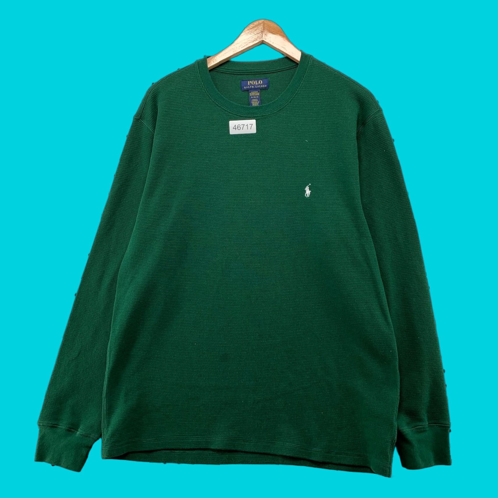 Polo Ralph Lauren Polo Ralph Lauren Thermal Shirt Mens XL Green Long Sleeve Sleepwear Waffle Knit Size US XL / EU 56 / 4 - 1 Thumbnail