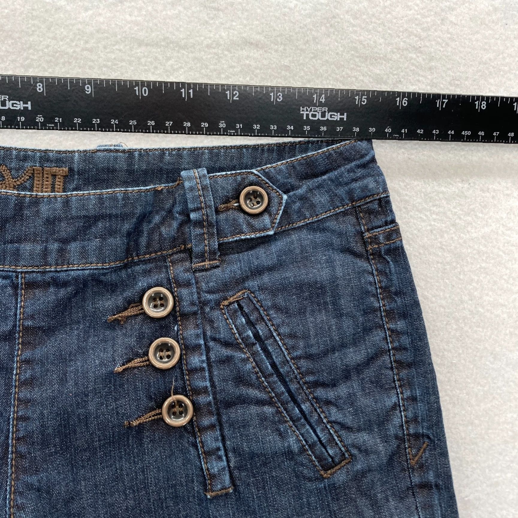 Vintage KUT from the Kloth Flared Trouser Pants Women's 28 Dark Blue Chambray Denim Size 28" / US 6 / IT 42 - 7 Thumbnail