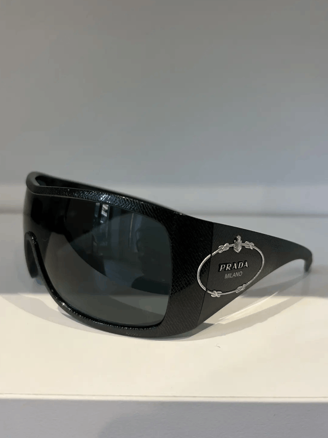 Prada PRADA Sunglasses Rectangle Wrap Shield Metal Symbole Sport Size ONE SIZE - 4 Thumbnail