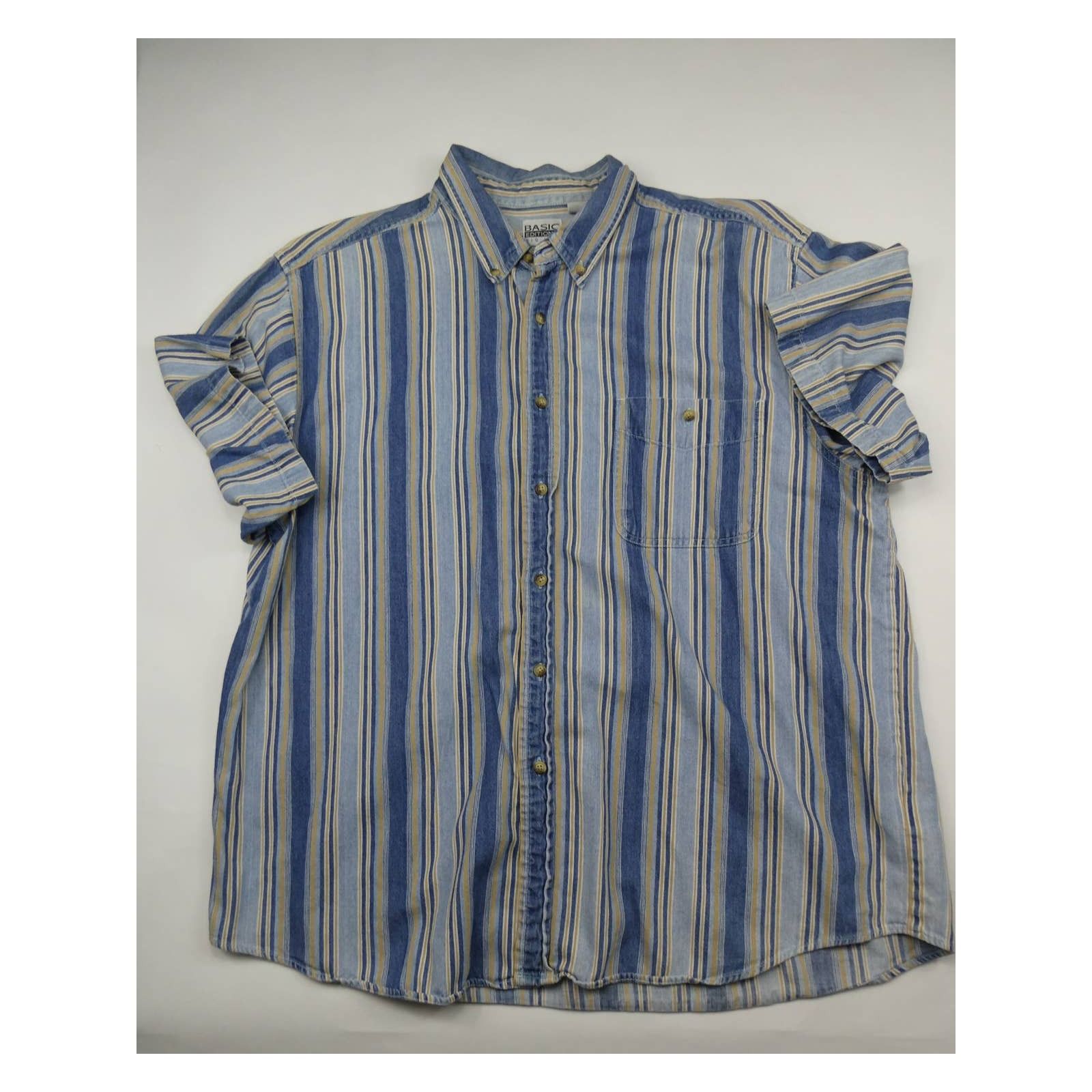 Basic Editions vintage 1990s Basic Editions Big Man denim striped shirt, 2X Size US XXL / EU 58 / 5 - 1 Thumbnail
