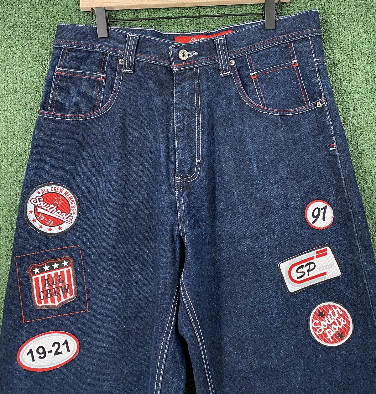 Southpole Vintage Y2K South Pole Baggy Wide Leg Patched Jeans Sz 33 Size US 33 - 2 Thumbnail