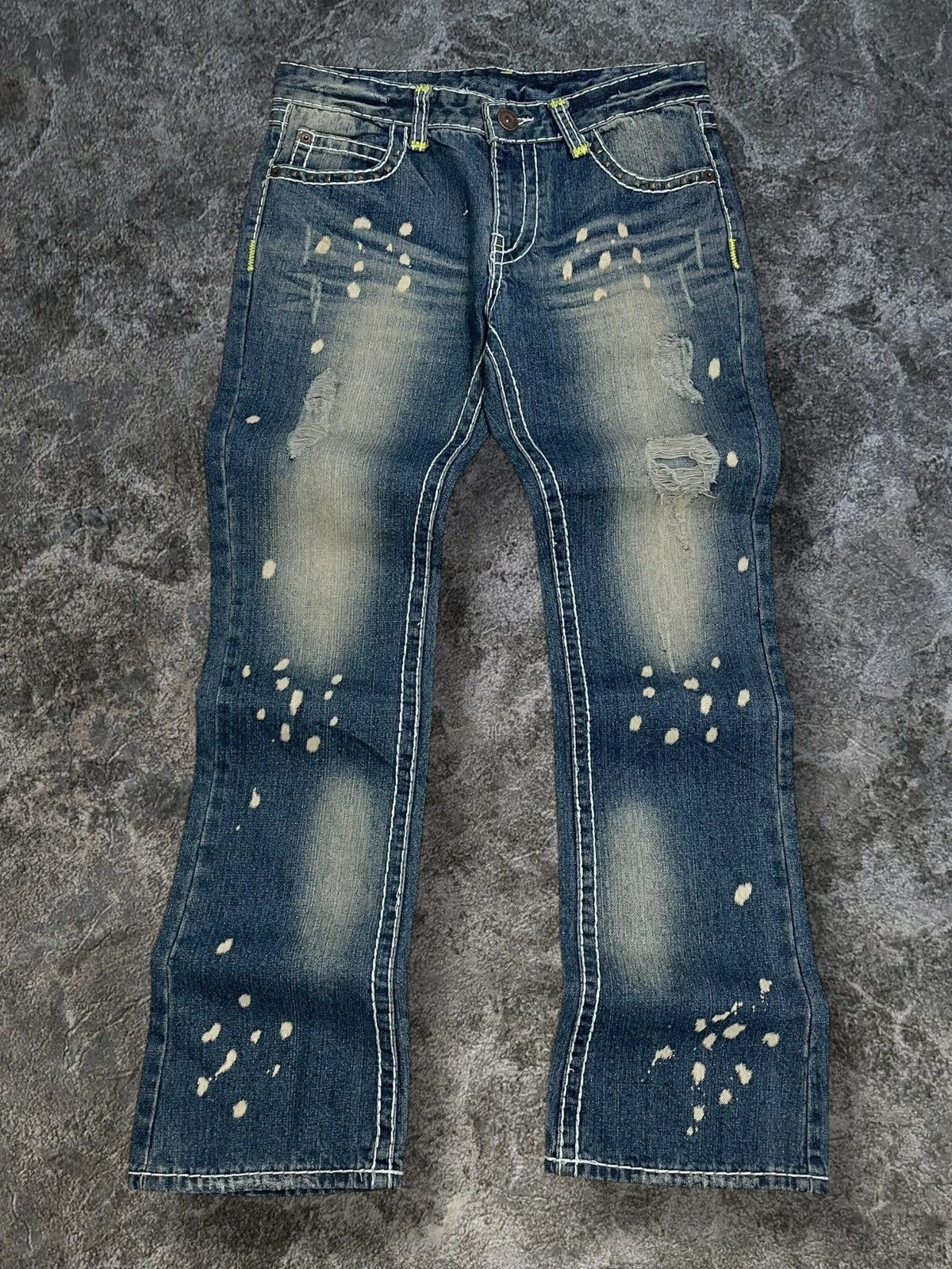 Tornado Mart Vintage Japan Designer Meteor Distressed Flared Iconic Denim Size US 32 / EU 48 - 1 Thumbnail