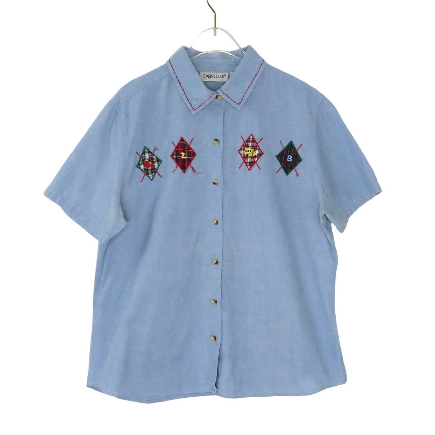 Vintage Vintage Denim Argyle Button Down Collared Shirt Large Size L / US 10 / IT 46 - 2 Preview
