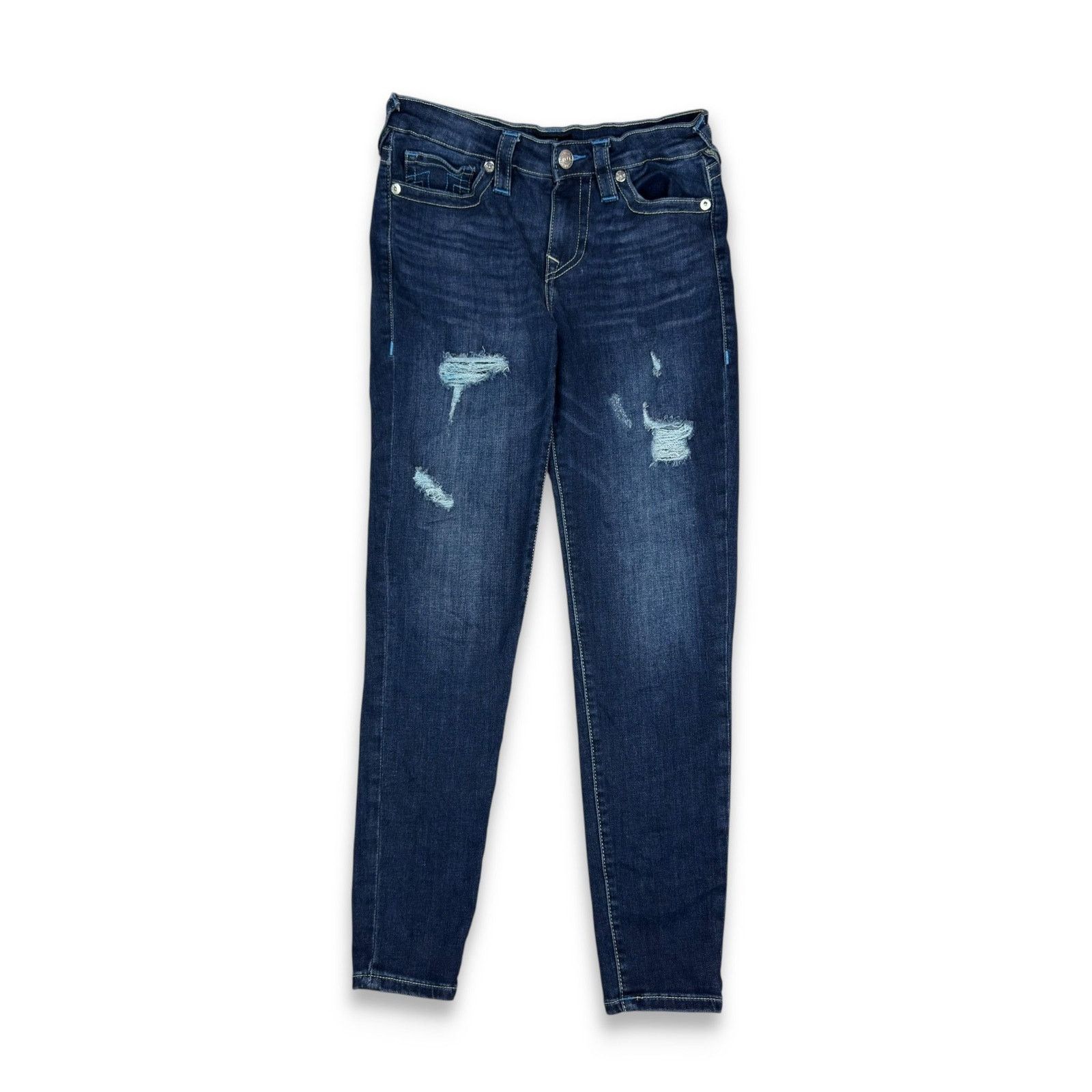 True Religion True Religion Halle Women Blue Mid Rise Super Skinny Jean 29 Size 29" - 4 Thumbnail