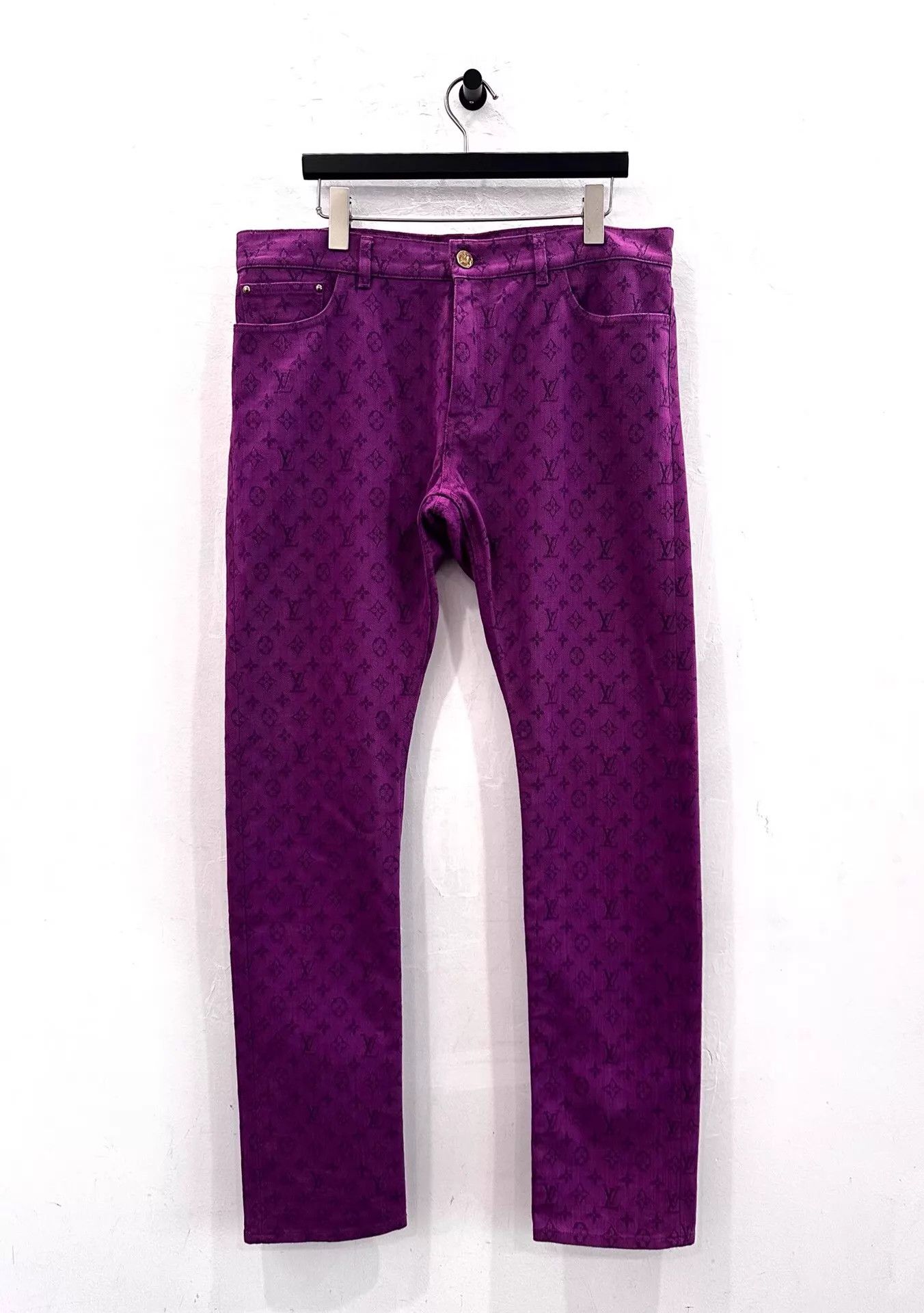 Louis Vuitton Men's New Purple Monogram LV All Over Jeans 36