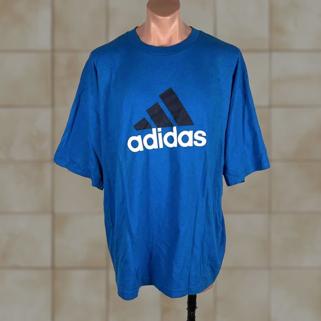 Adidas VINTAGE Adidas 3 stripe spell out logo Royal Blue T-shirt XL Men's Size US XL / EU 56 / 4 - 1 Thumbnail