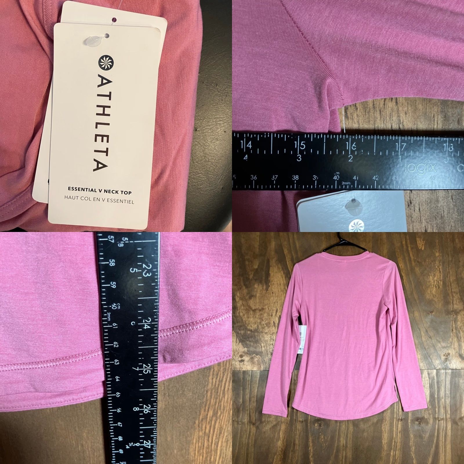 Athleta Athleta Shirt Womens Pink Essentials V Neck Lightweight Long Sleeve Stretch XS Size XS / US 0-2 / IT 36-38 - 8 Thumbnail