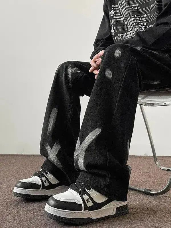 Japanese Brand Retro loose ink splatter graffiti tie dye jeans Size US 32 / EU 48 - 5 Thumbnail