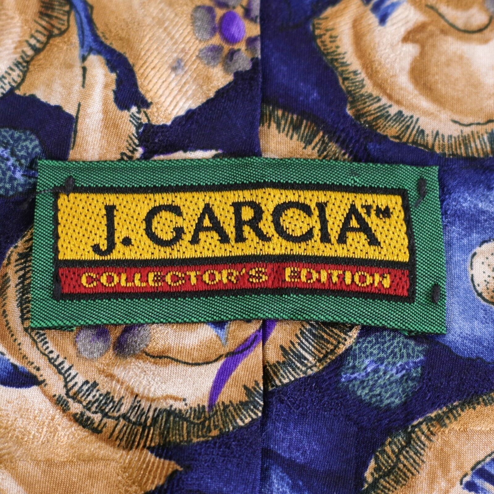Grateful Dead J. Garcia Collector's Blue Tan Floral AbstractJacquard Print Size ONE SIZE - 3 Thumbnail