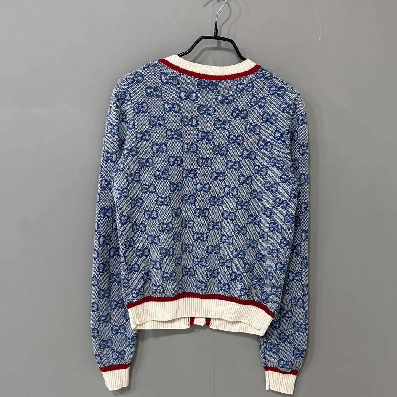 Gucci GUCCI blue all over logo gold button cardigan S Size S / US 4 / IT 40 - 3 Thumbnail