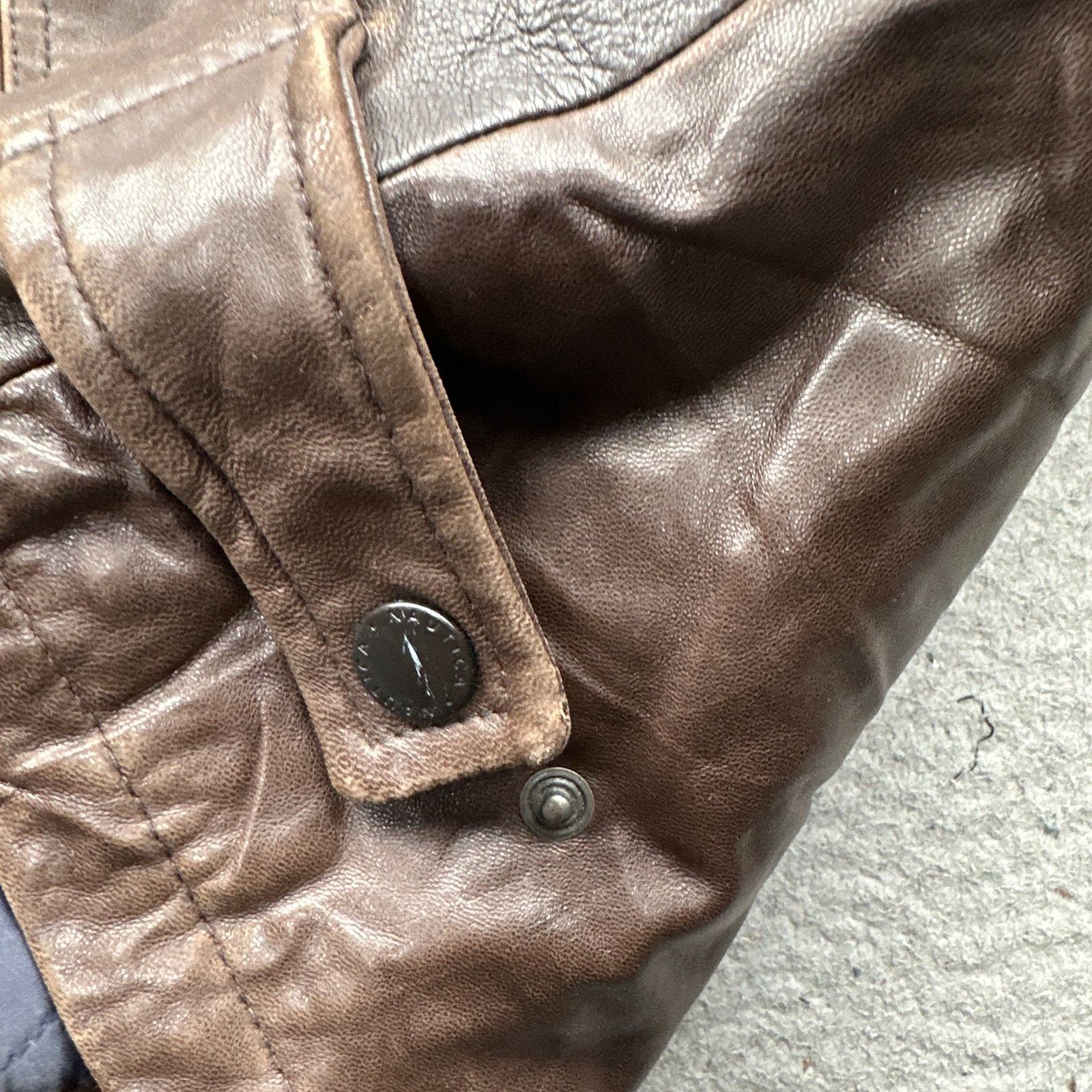 Nautica Nautica Leather Full Zip Lined Jacket Mens Large Brown Size US L / EU 52-54 / 3 - 14 Thumbnail