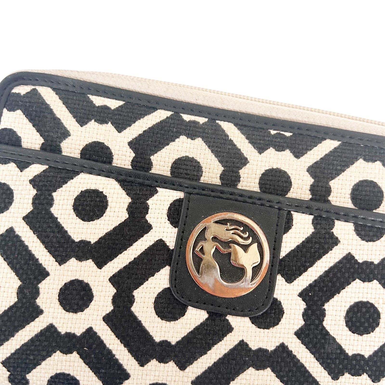 Other Spartina 449 Black Cream Printed Linen Leather Wallet Size ONE SIZE - 3 Thumbnail