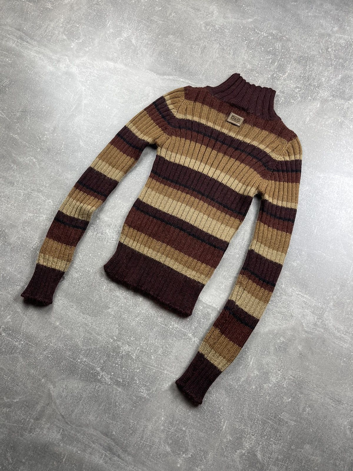 Dolce & Gabbana Dolce&Gabbana Vintage Striped Ribbed Wool Turtleneck Sweater Size XS / US 0-2 / IT 36-38 - 7 Thumbnail