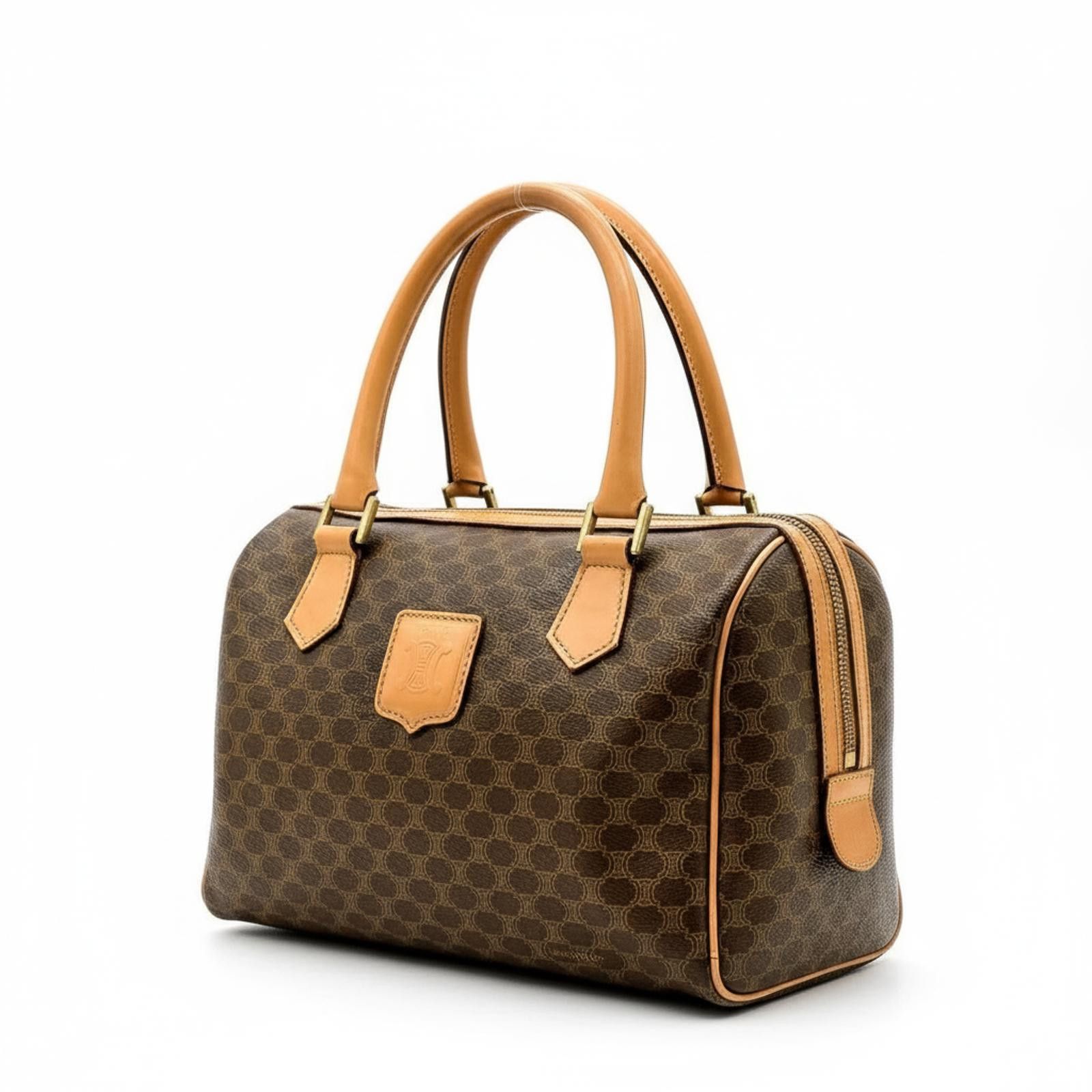 Celine Celine - Vintage Brown Monogram Handbag Leather Size ONE SIZE - 1 Thumbnail