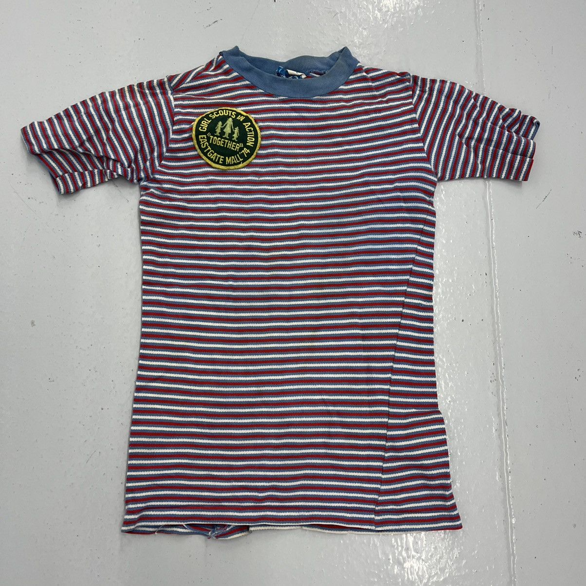 Vintage 60s 70s Hilton Head Red/Blue Striped Cotton Baby Tee