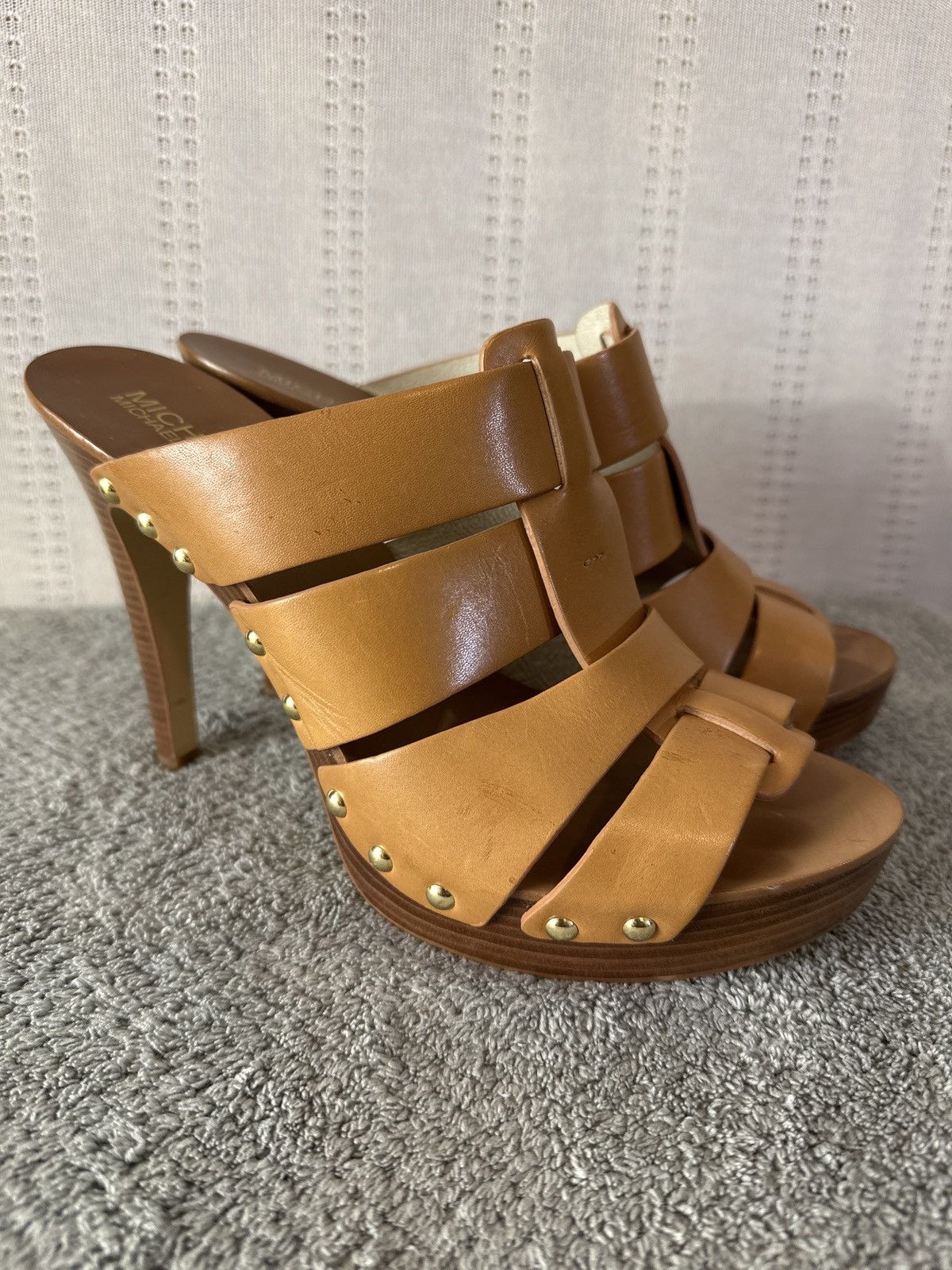 Michael Kors MICHAEL Kors Somerly Leather Mule Pump Brown Studded Size US 9 / IT 39 - 2 Thumbnail