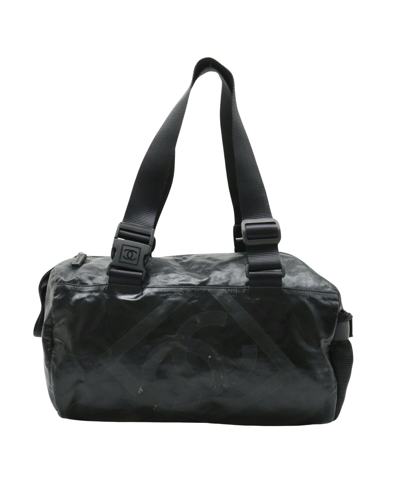 image of Chanel Canvas Sport Boston Bag In Classic Black, Women's